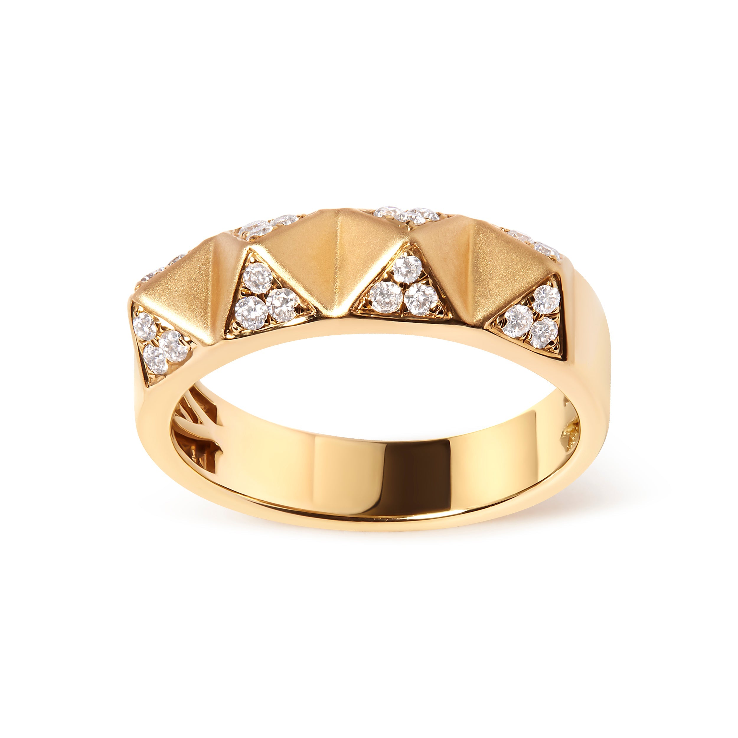 14K Yellow Gold 1/4 Cttw White Diamond Pyramid Band Ring G-H Color, SI1-SI2 Clarity - Size 7 on sale at MyriadMart