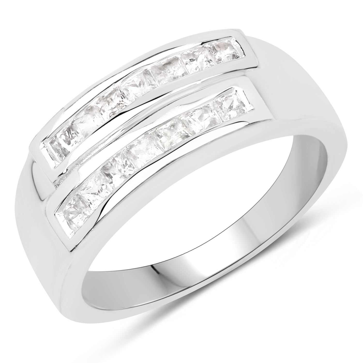 0.70 Carat Genuine White Sapphire .925 Sterling Silver Ring on sale at MyriadMart