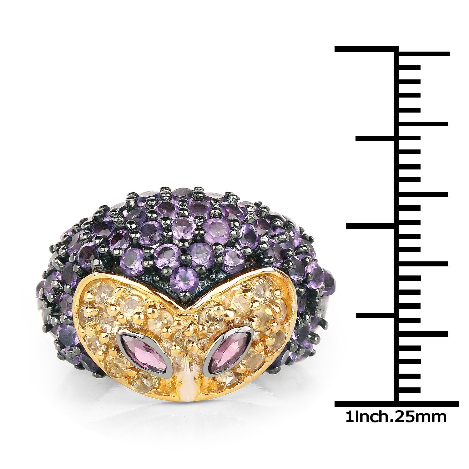 2.01 Carat Genuine Rhodolite and Amethyst .925 Sterling Silver Ring on sale at MyriadMart