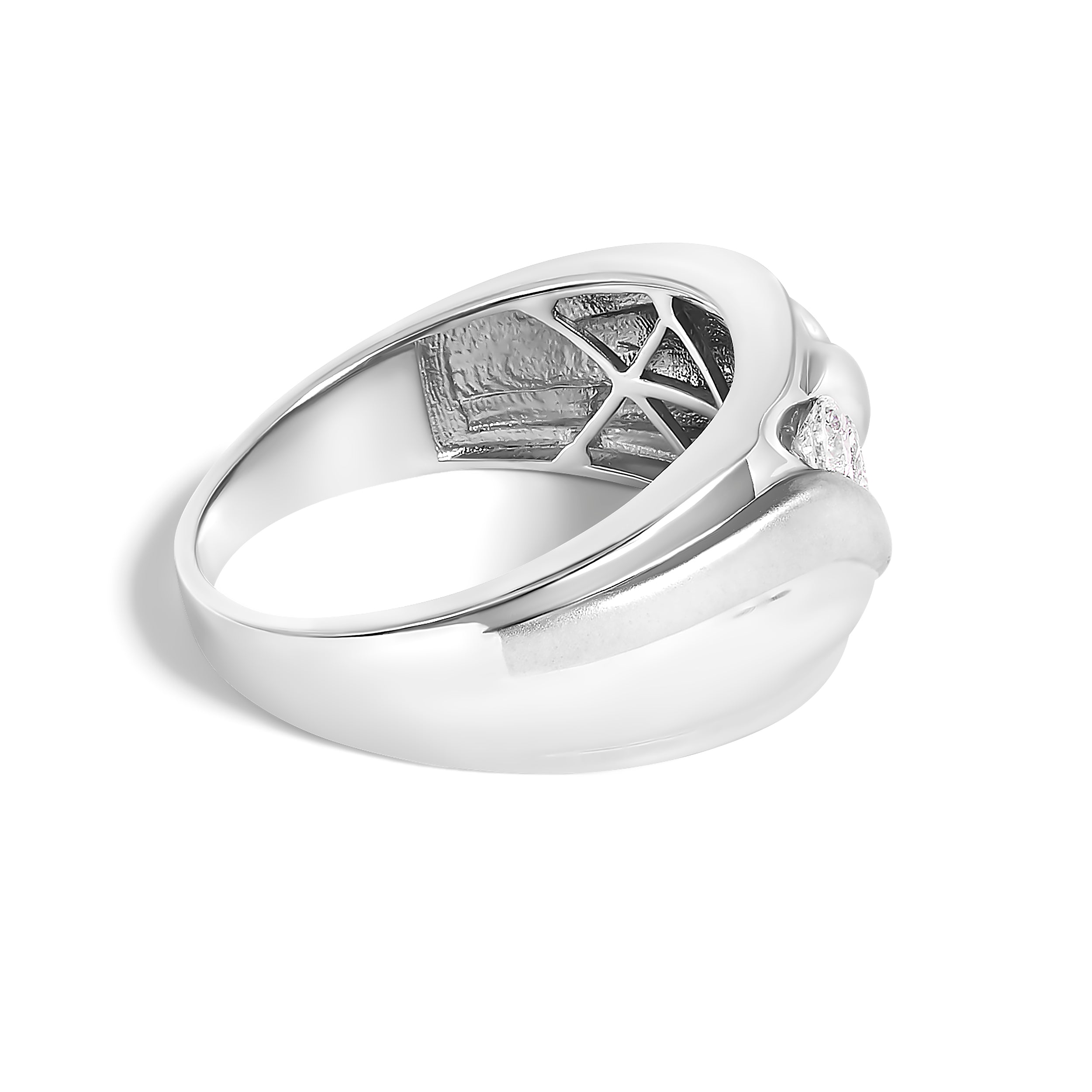 Men's .925 Sterling Silver 1/2 Cttw Diamond Channel Set 3-Stone Band Ring - Ring Size 10 on sale at MyriadMart