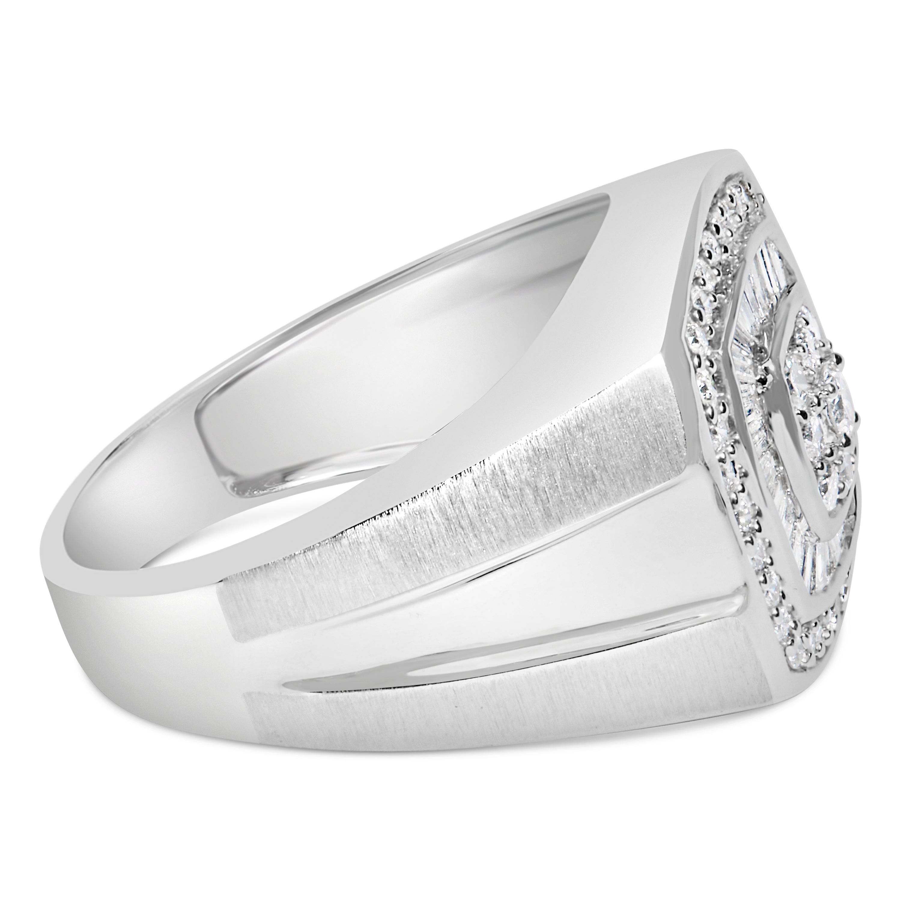 14K White Gold Men's Diamond Band Ring 1 cttw, H-I Color, SI1-SI2 Clarity on sale at MyriadMart