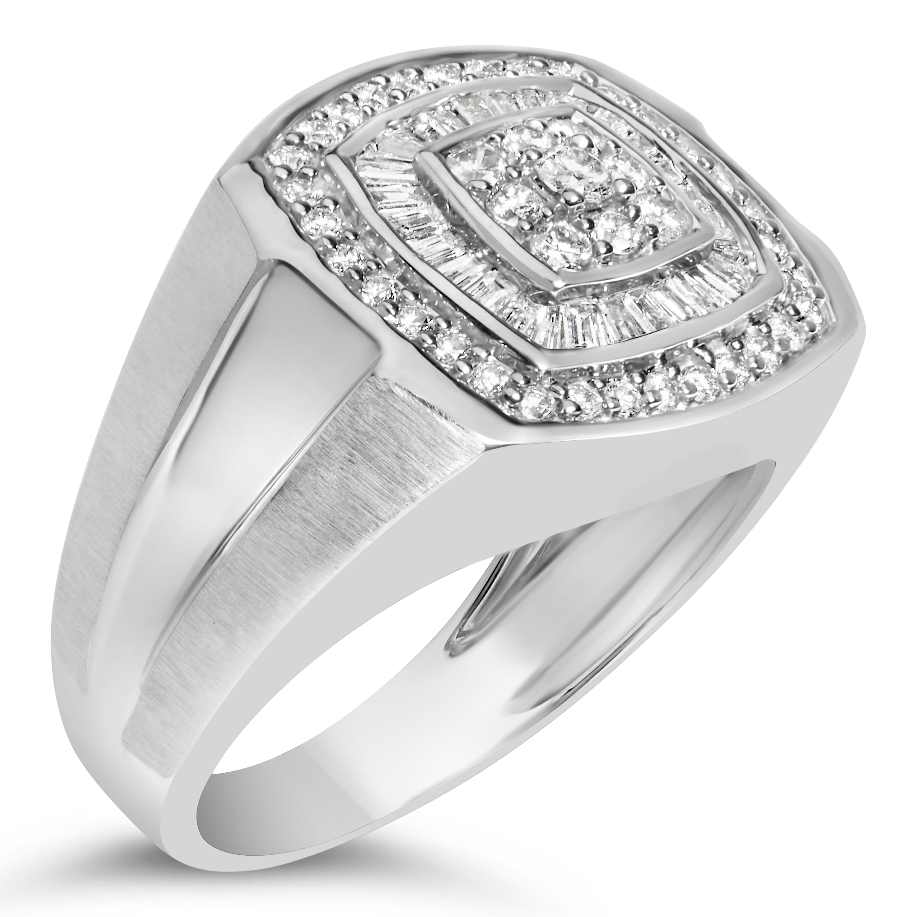 14K White Gold Men's Diamond Band Ring 1 cttw, H-I Color, SI1-SI2 Clarity on sale at MyriadMart