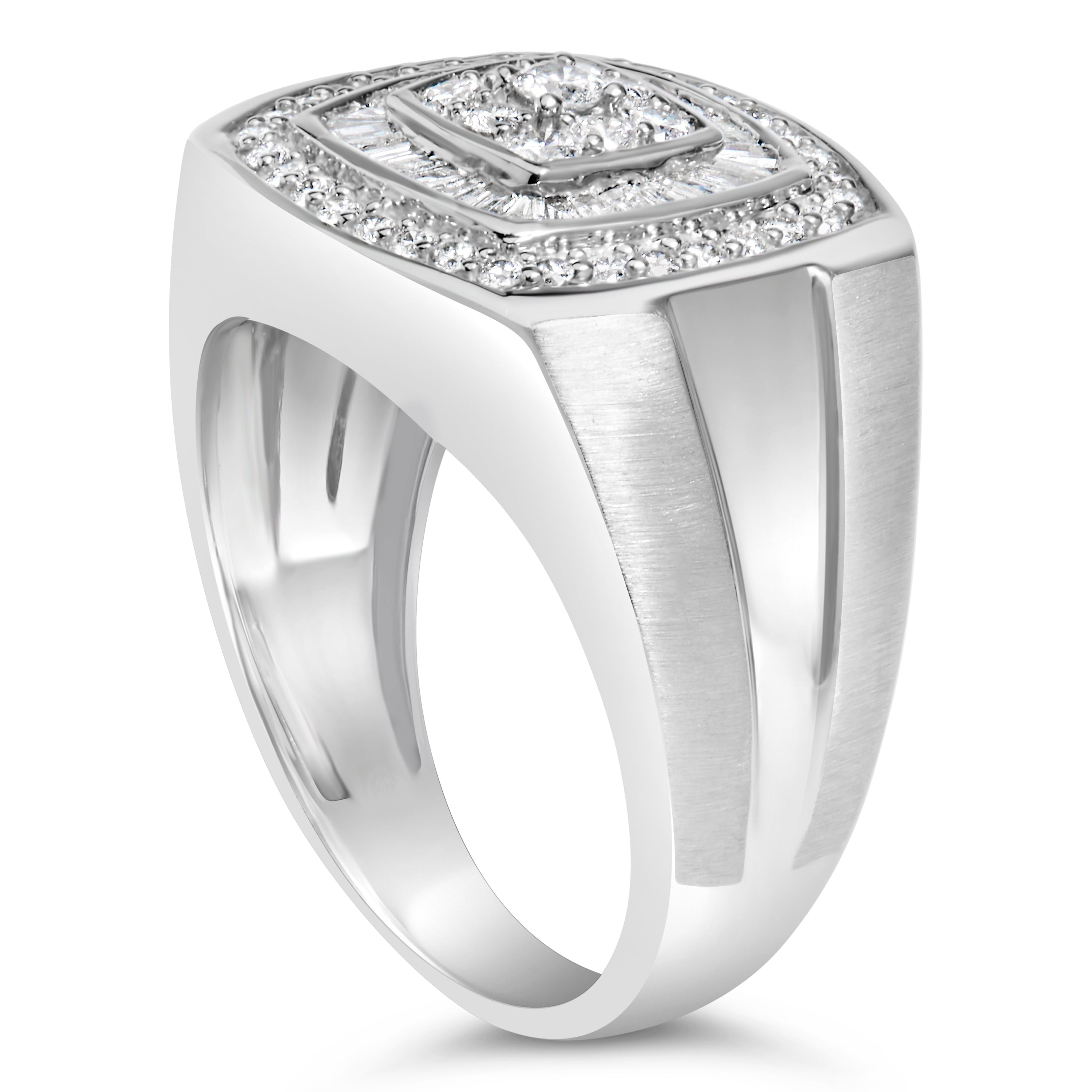 14K White Gold Men's Diamond Band Ring 1 cttw, H-I Color, SI1-SI2 Clarity on sale at MyriadMart