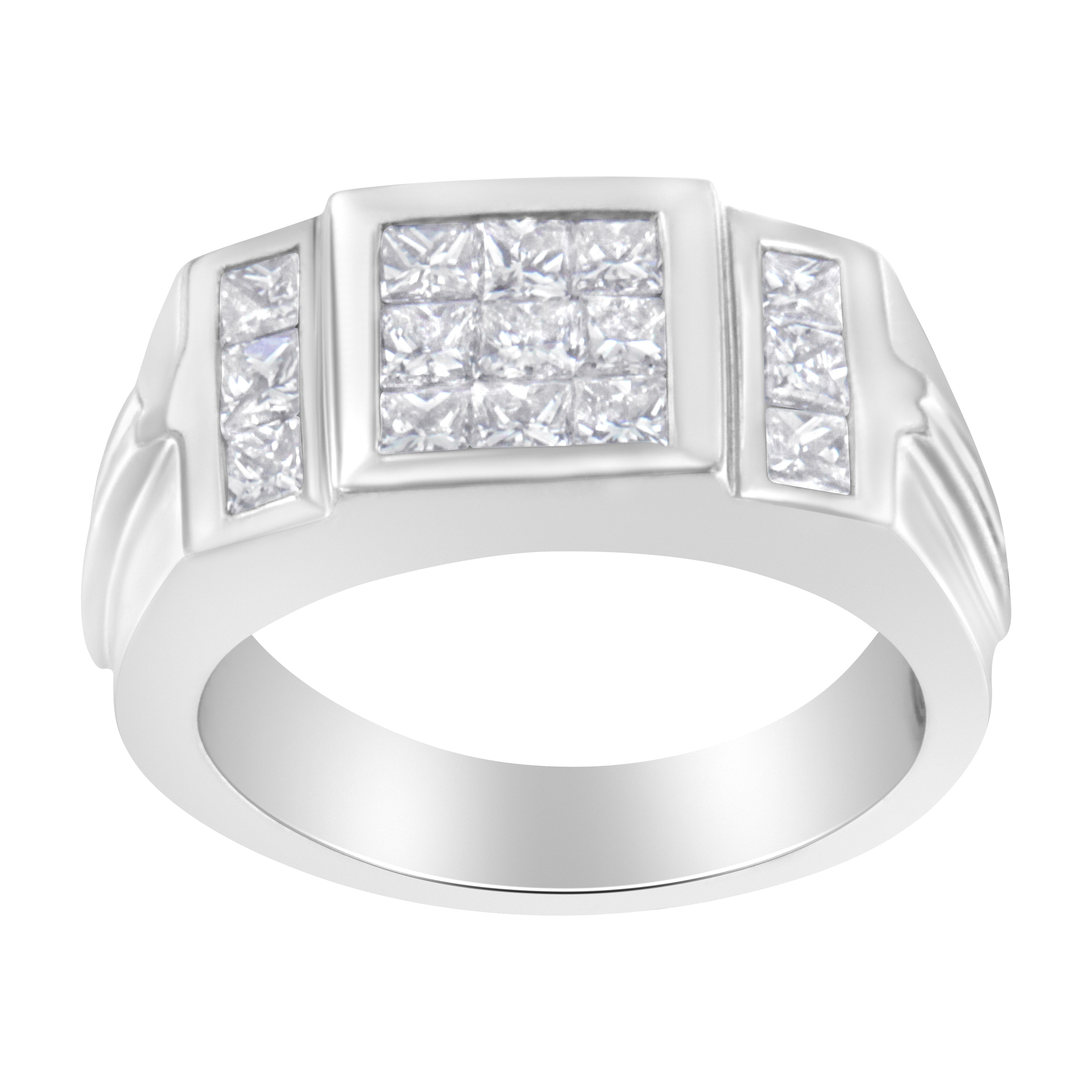 Men's 14K White Gold Diamond Cluster Ring 2 cttw, G-H Color, SI1-SI2 Clarity on sale at MyriadMart