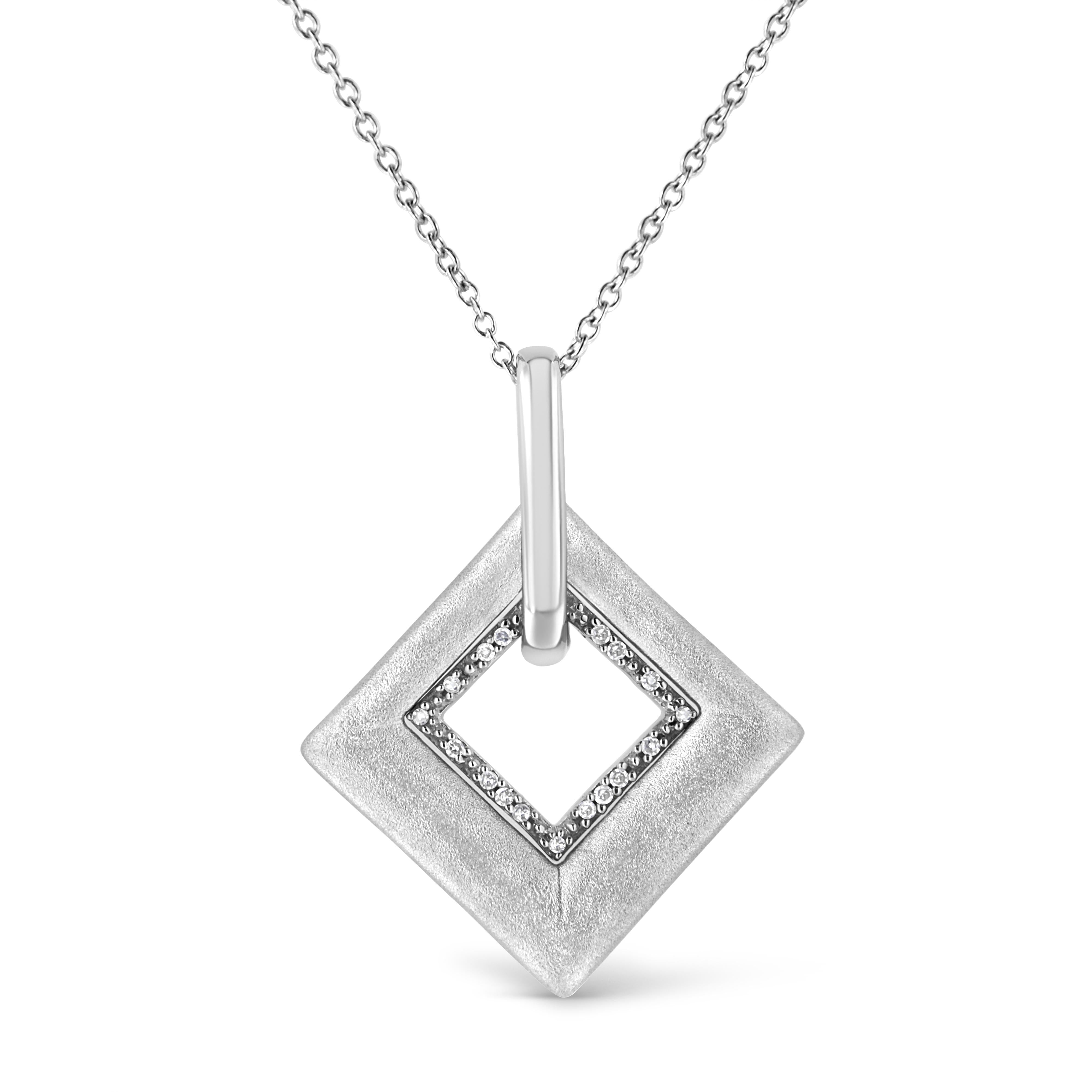 .925 Sterling Silver Pave-Set Diamond Accent Kite Shape 18" Pendant Necklace I-J Color, I1-I2 Clarity on sale at MyriadMart
