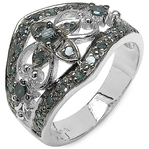 0.47 Carat Genuine Blue Diamond .925 Sterling Silver Ring on sale at MyriadMart