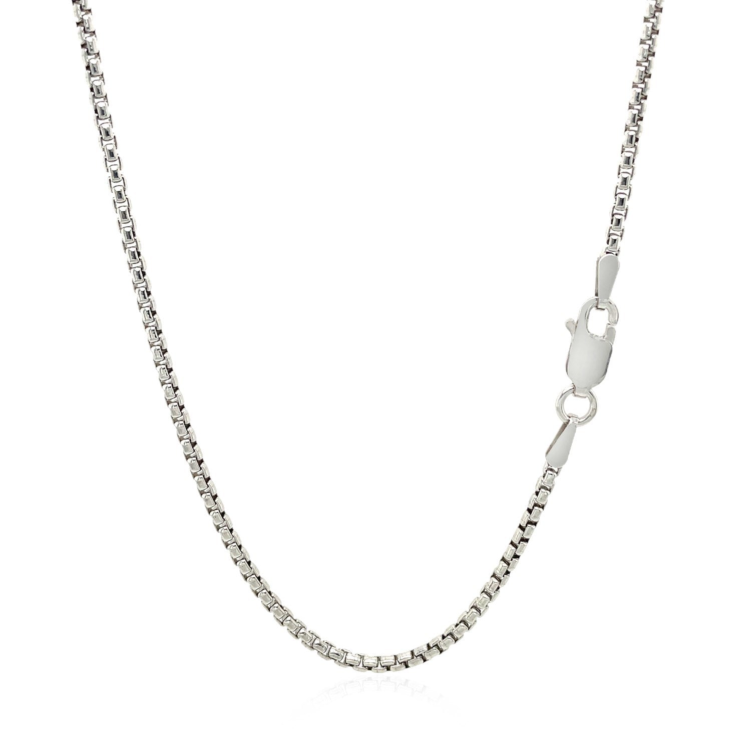 Sterling Silver Rhodium Plated Round Box Chain 1.8mm on sale at MyriadMart
