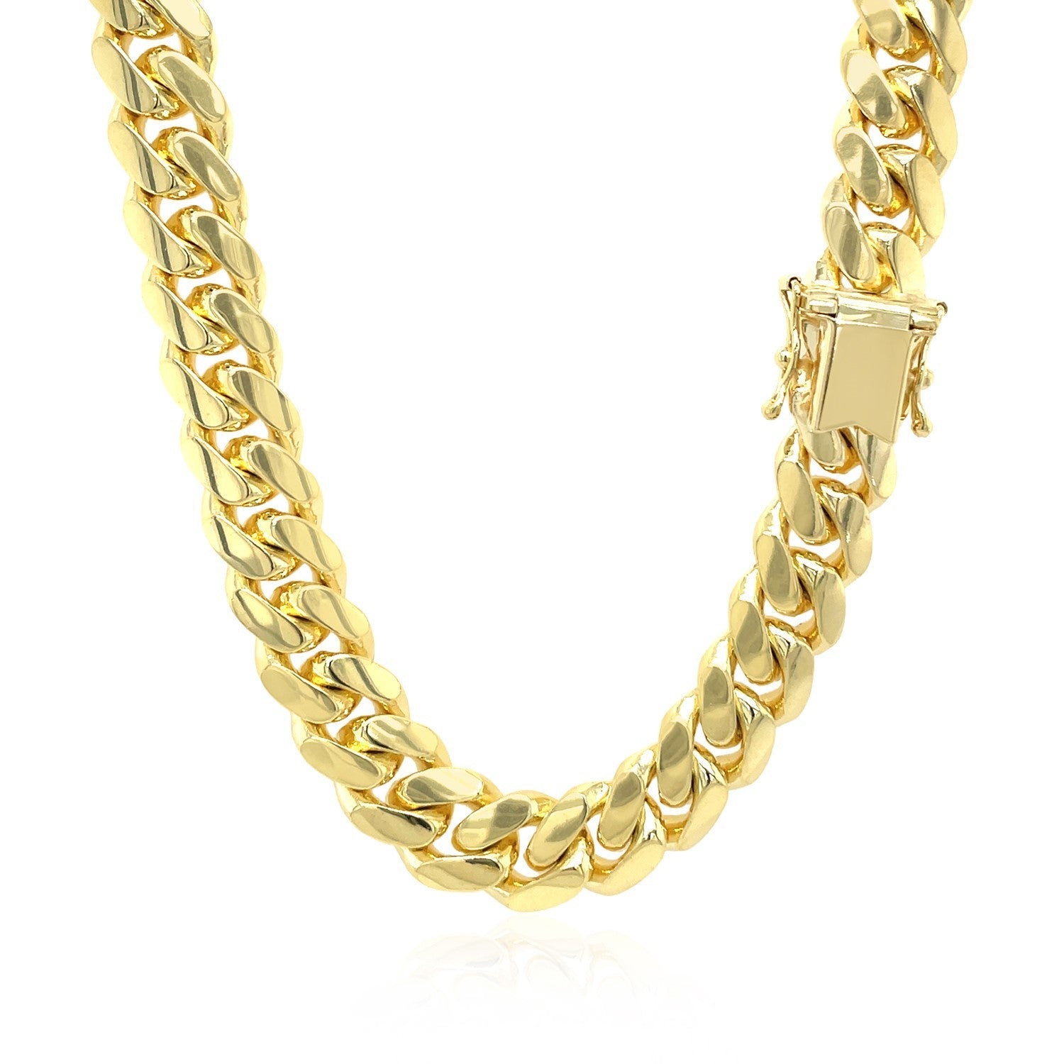 9.25mm 14k Yellow Gold Classic Miami Cuban Solid Chain on sale at MyriadMart