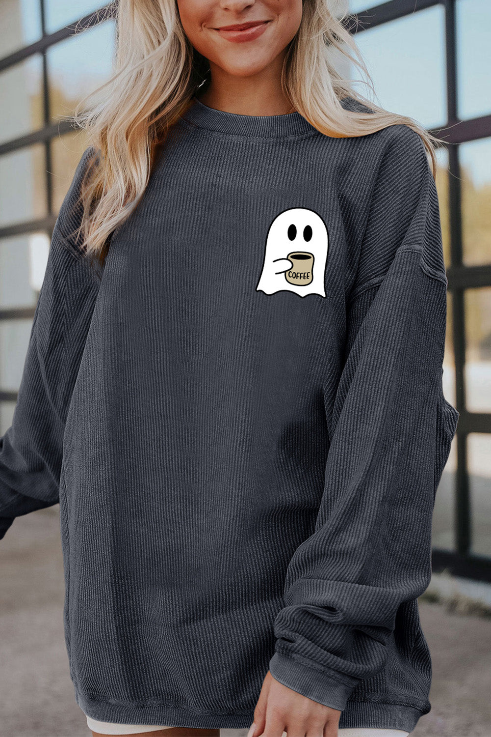 Ghost Graphic Drop Shoulder Sweatshirt - MyriadMart