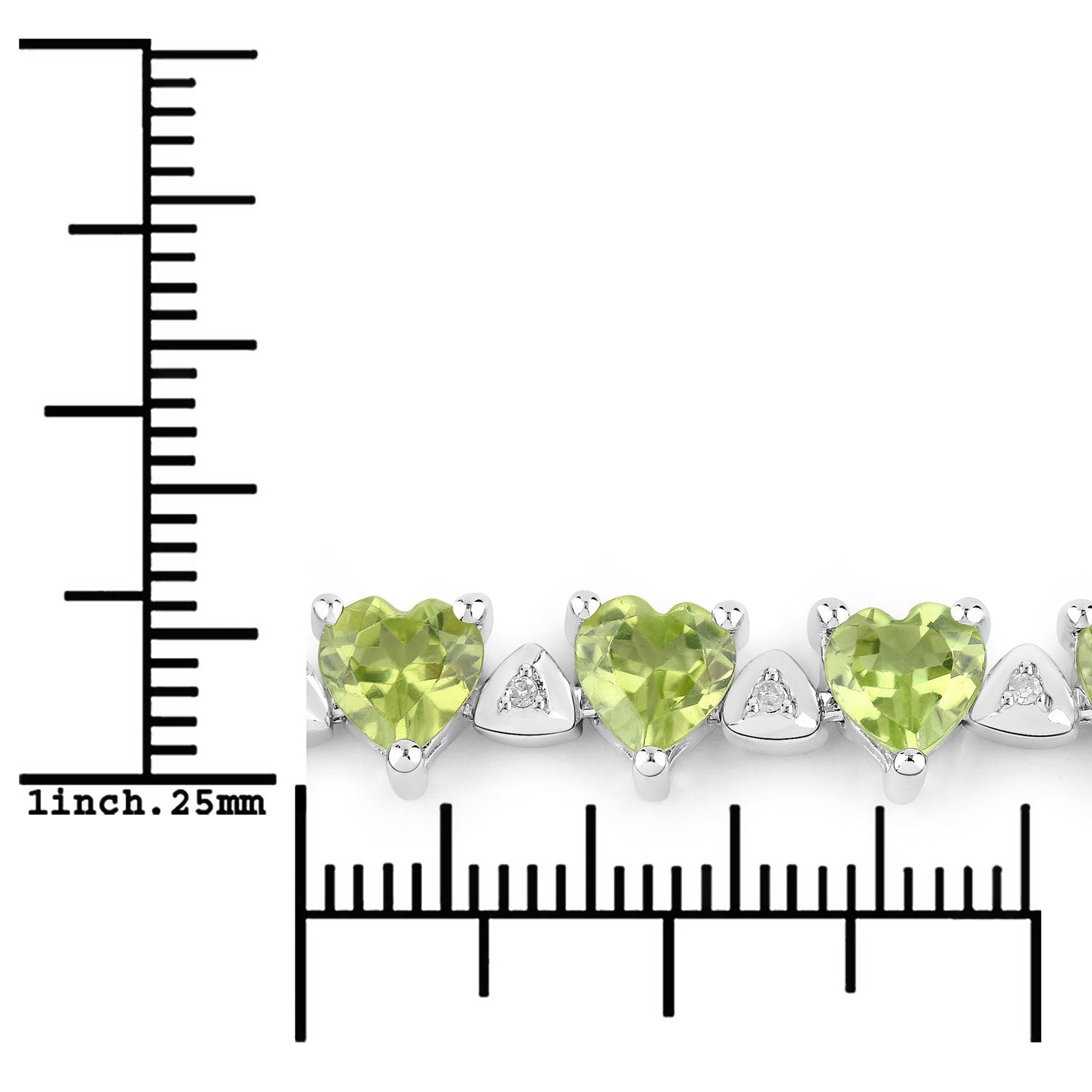 10.24 Carat Genuine Peridot and White Diamond .925 Sterling Silver Bracelet on sale at MyriadMart