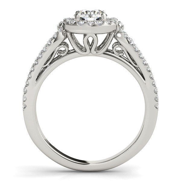 14k White Gold Diamond Engagement Ring with Teardrop Split Shank 7/8 cttw on sale at MyriadMart