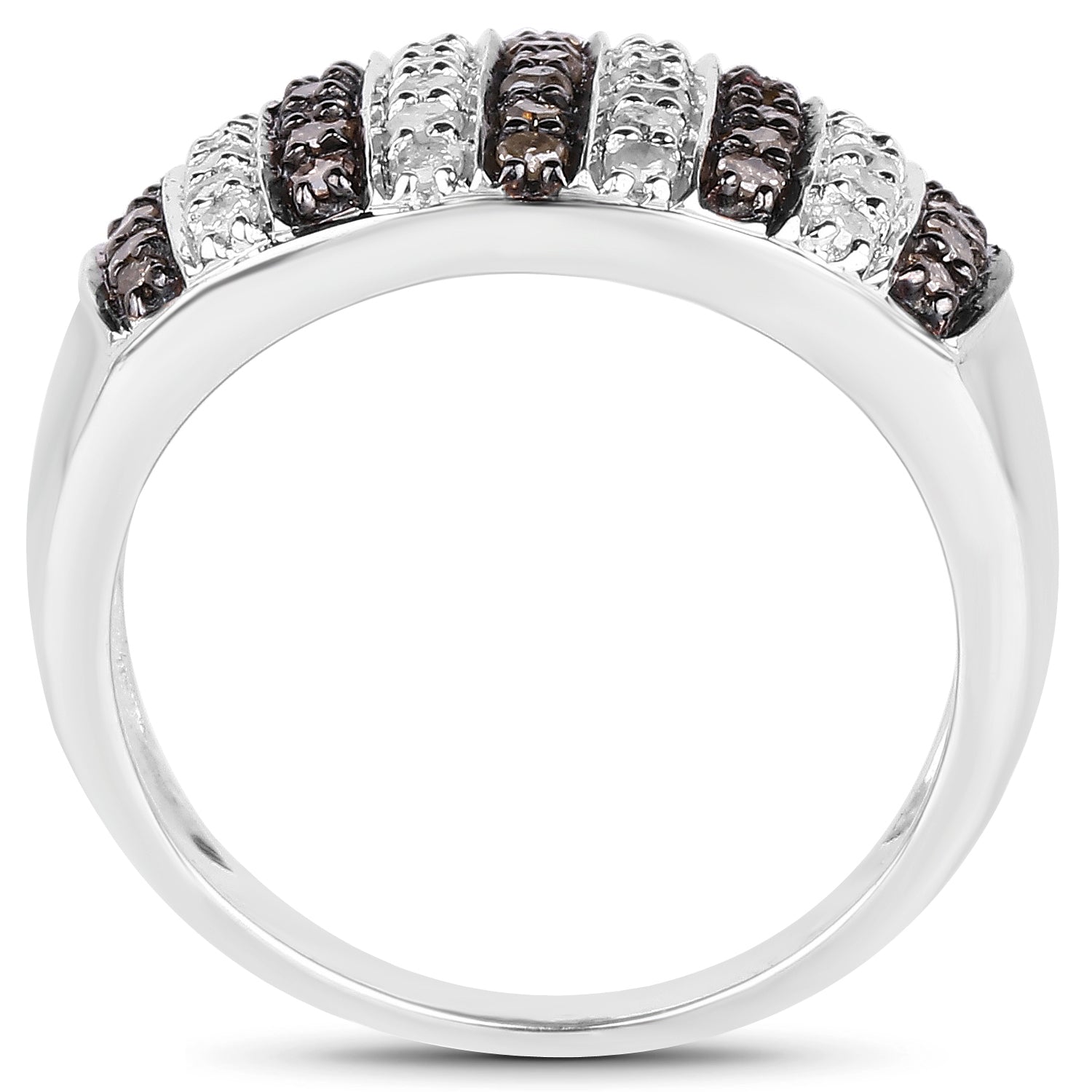 0.83 Carat Genuine Champagne Diamond and White Diamond .925 Sterling Silver Ring on sale at MyriadMart