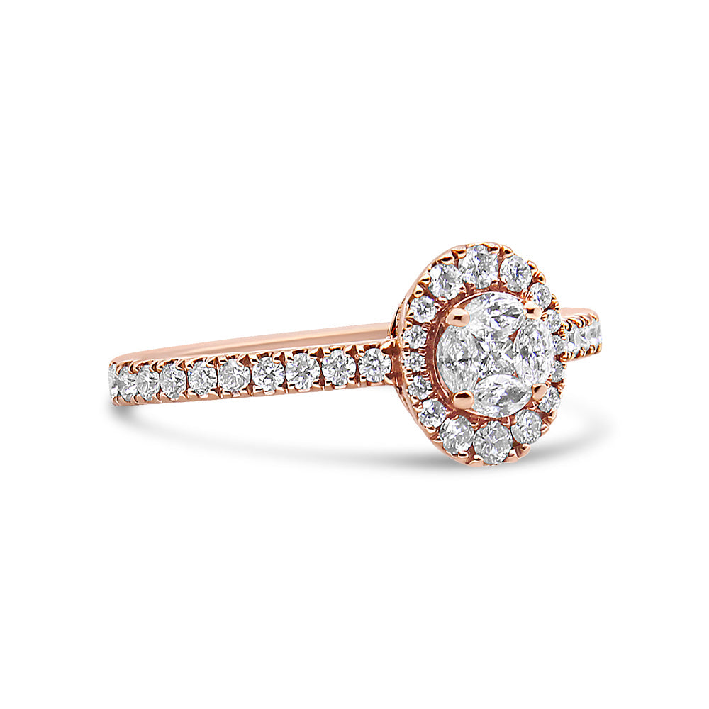 18K Rose Gold 1/2 Cttw Composite Marquise Composite Diamond Oval Shaped Halo Engagement Ring F-G Color, VS1-VS2 Clarity - Ring Size 7 on sale at MyriadMart