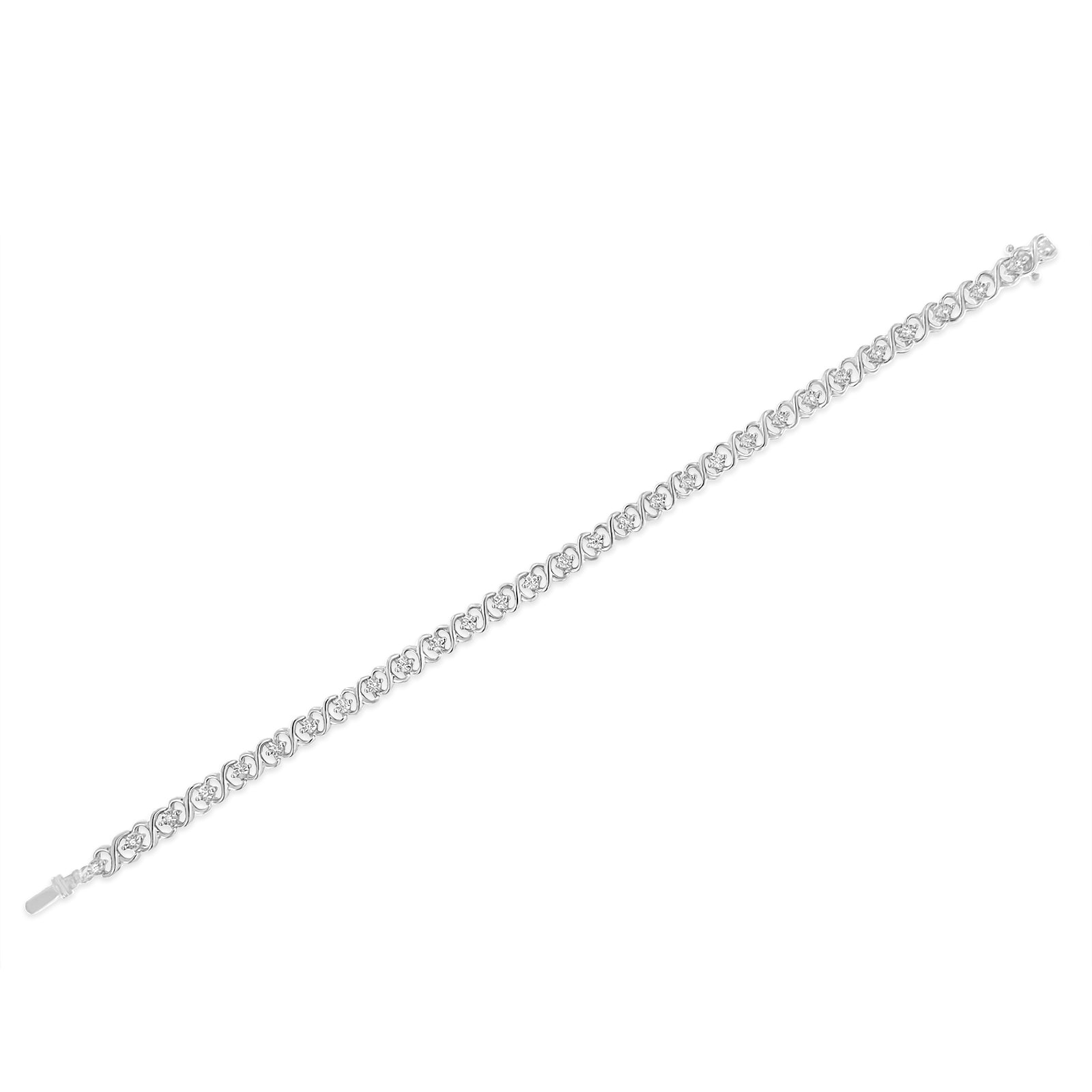 .925 Sterling Silver 1/6 Cttw Miracle Set Diamond Infinity Link and Station Tennis Bracelet I-J Color, I3 Clarity - 7.25 " Inches on sale at MyriadMart