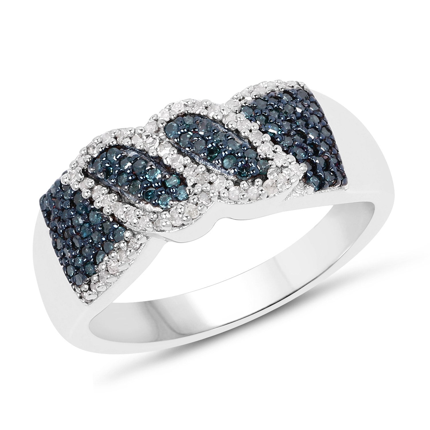 0.67 Carat Genuine Blue Diamond and White Diamond .925 Sterling Silver Ring on sale at MyriadMart