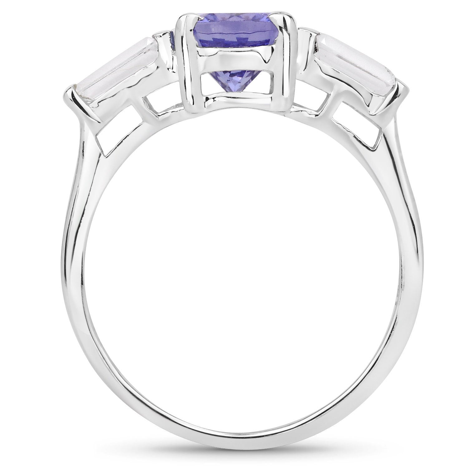 2.00 Carat Genuine Tanzanite and White Topaz .925 Sterling Silver Ring on sale at MyriadMart