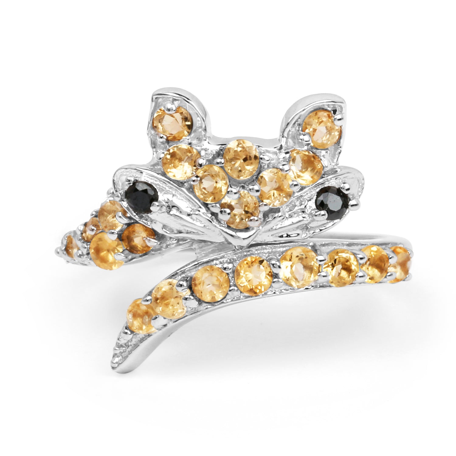 1.00 Carat Genuine Citrine & Black Spinel .925 Sterling Silver Ring on sale at MyriadMart