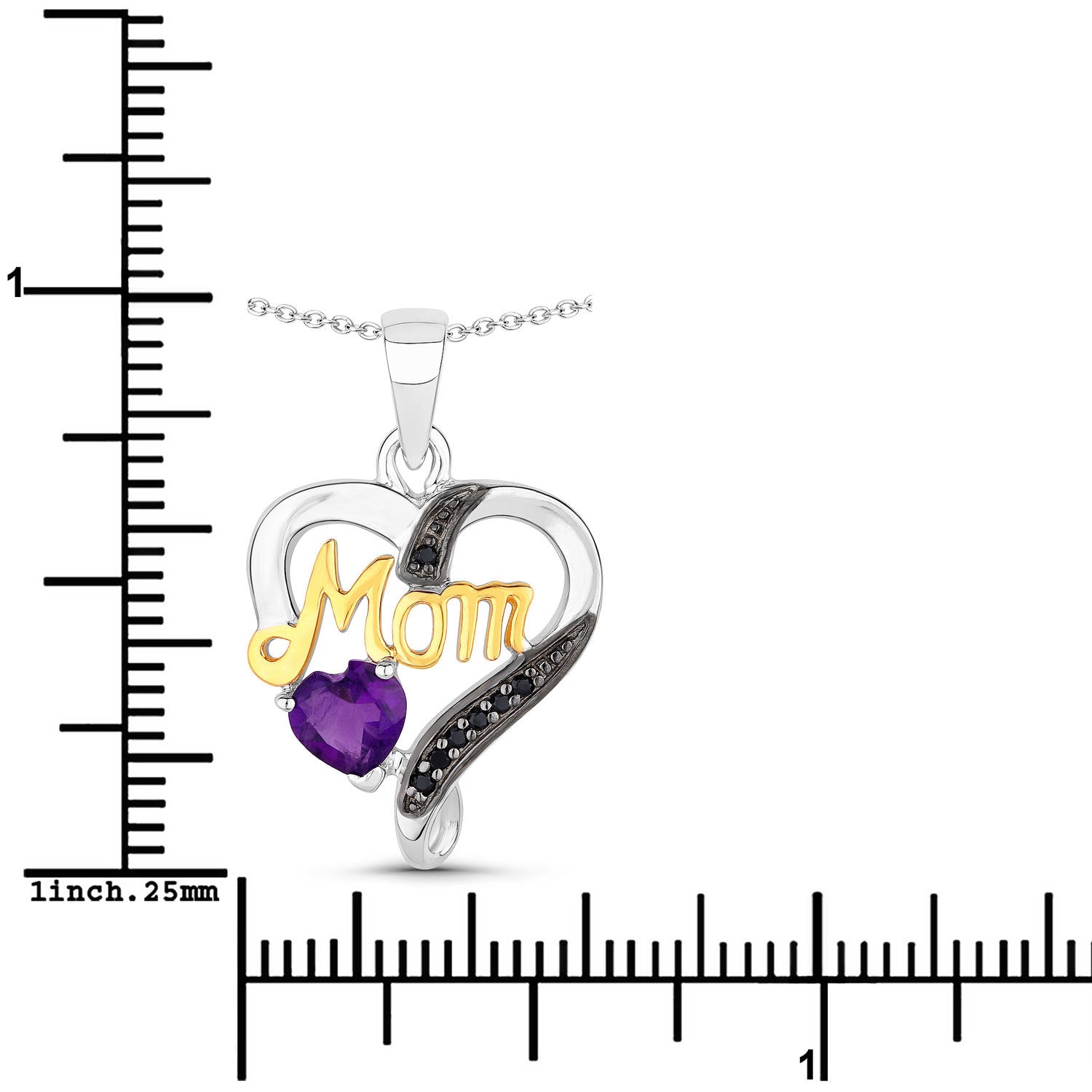 0.48 Carat Genuine Amethyst and Black Spinel .925 Sterling Silver Pendant on sale at MyriadMart