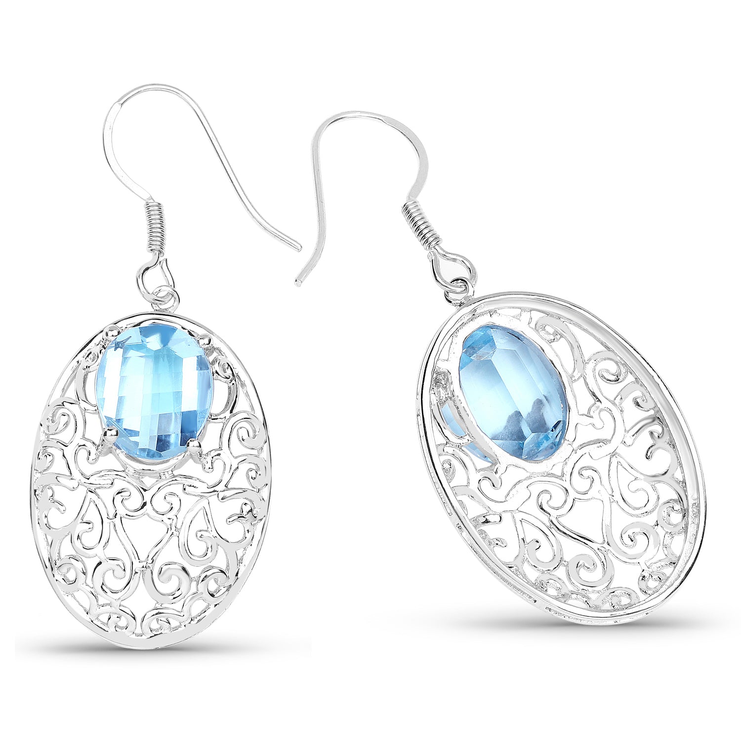 10.72 Carat Genuine Blue Topaz .925 Sterling Silver Earrings on sale at MyriadMart