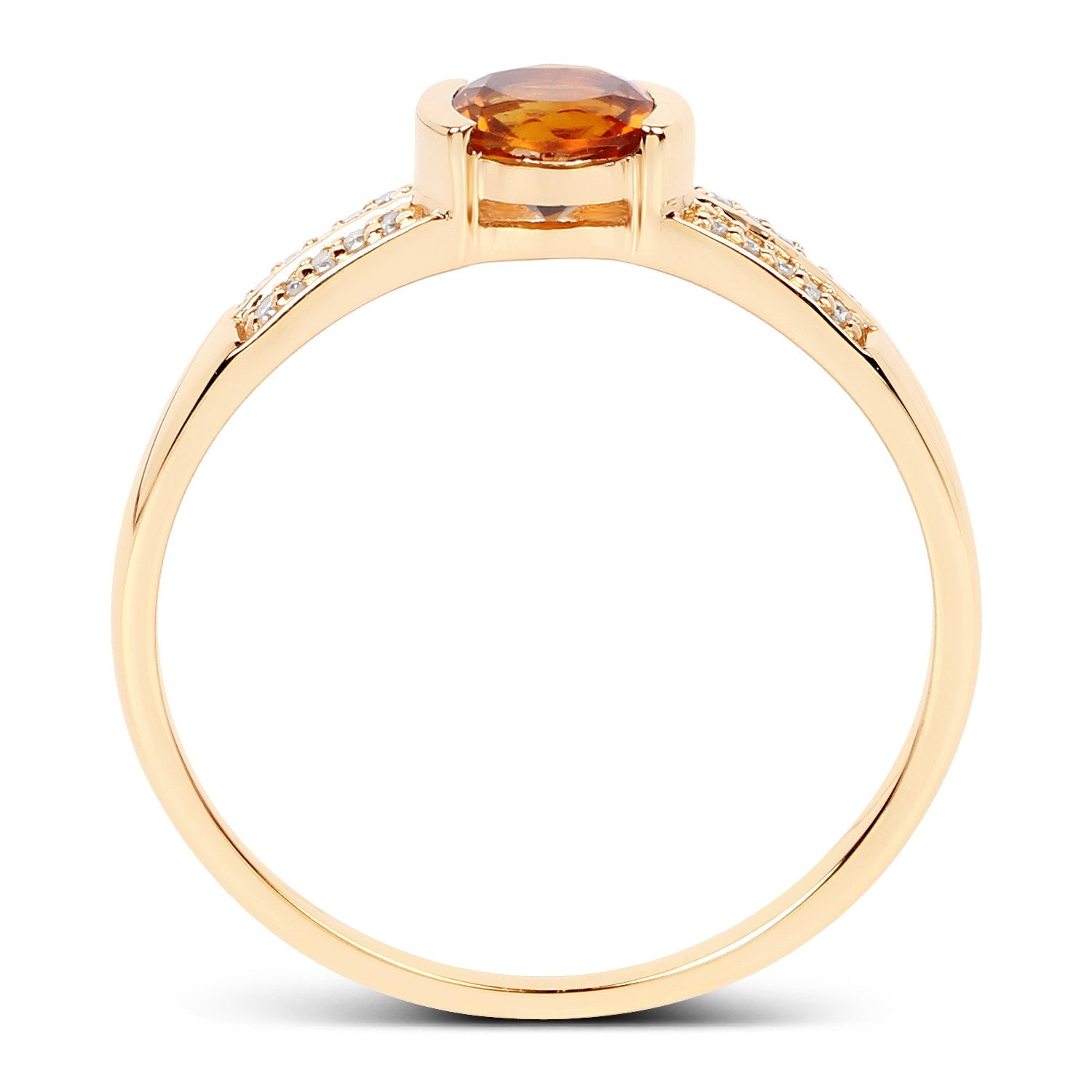 0.51 Carat Genuine Citrine and White Diamond 14K Yellow Gold Ring on sale at MyriadMart