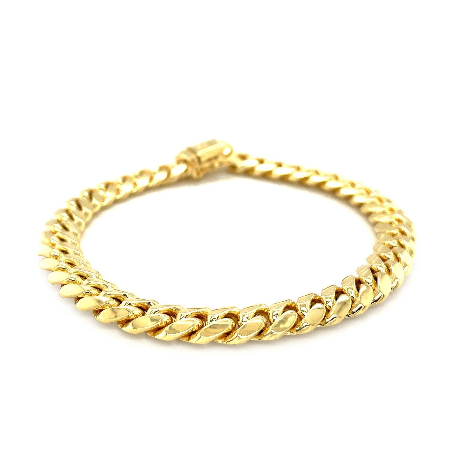 8.25mm 14k Yellow Gold Classic Miami Cuban Solid Bracelet on sale at MyriadMart