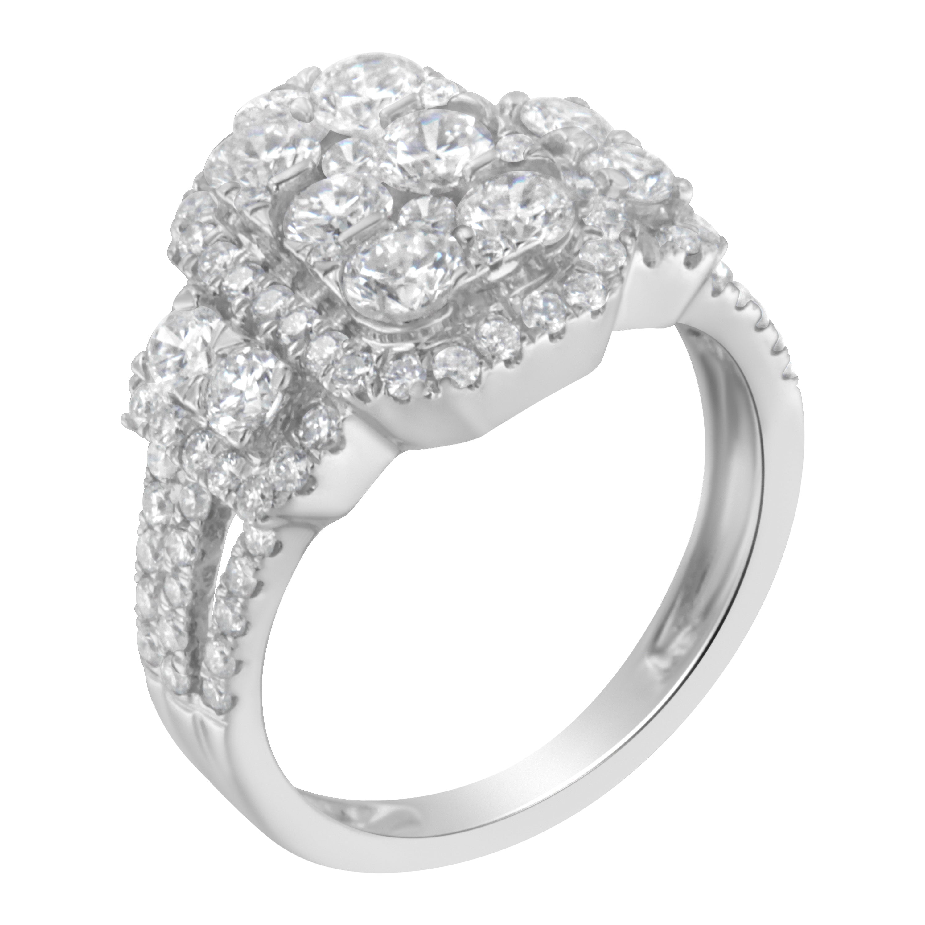 14K White Gold 2 1/4 Cttw Diamond Cocktail Cluster Ring G-H Color, SI2-I1 Clarity - Size 7 on sale at MyriadMart