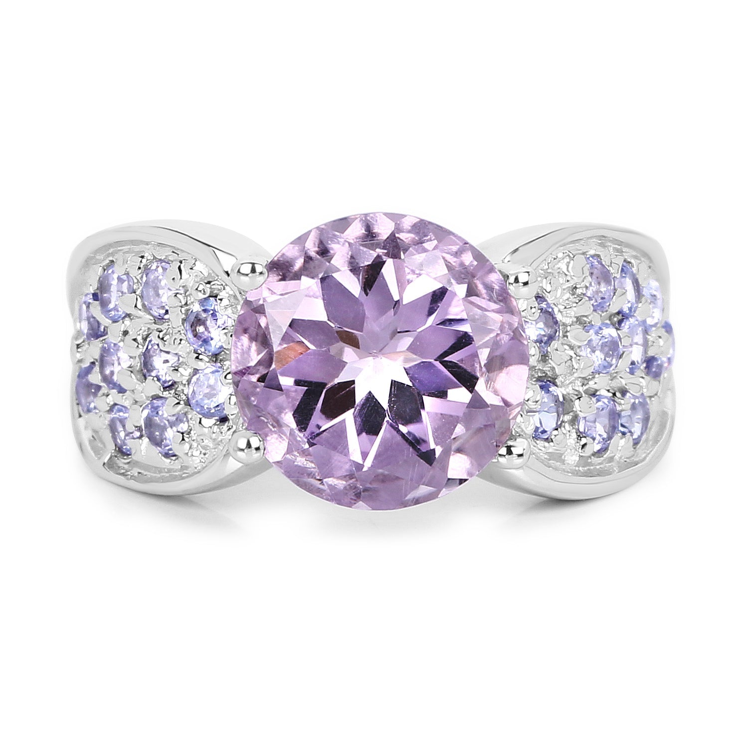 4.07 Carat Genuine Amethyst & Tanzanite .925 Sterling Silver Ring on sale at MyriadMart