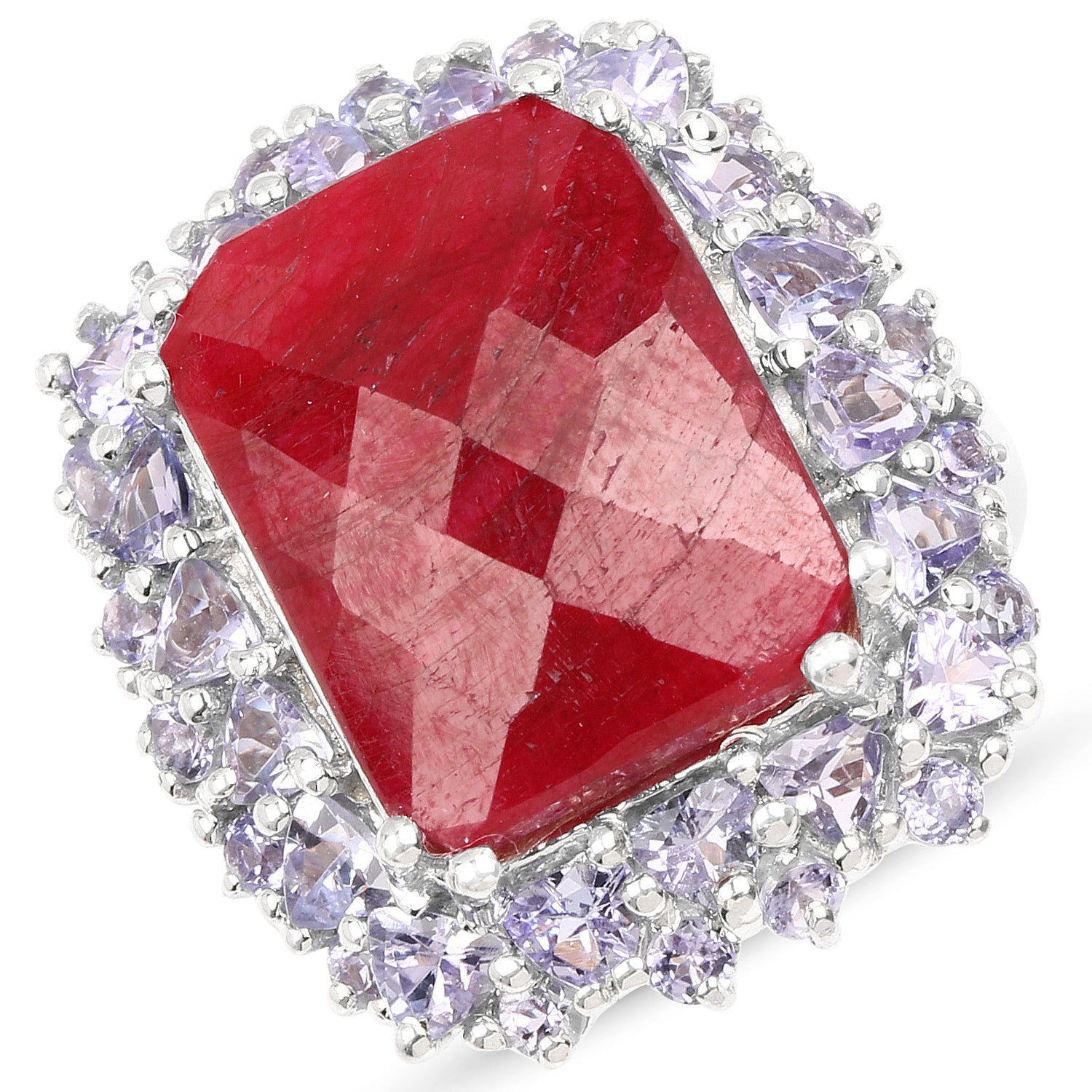 15.13 Carat Dyed Ruby & Tanzanite .925 Sterling Silver Ring on sale at MyriadMart