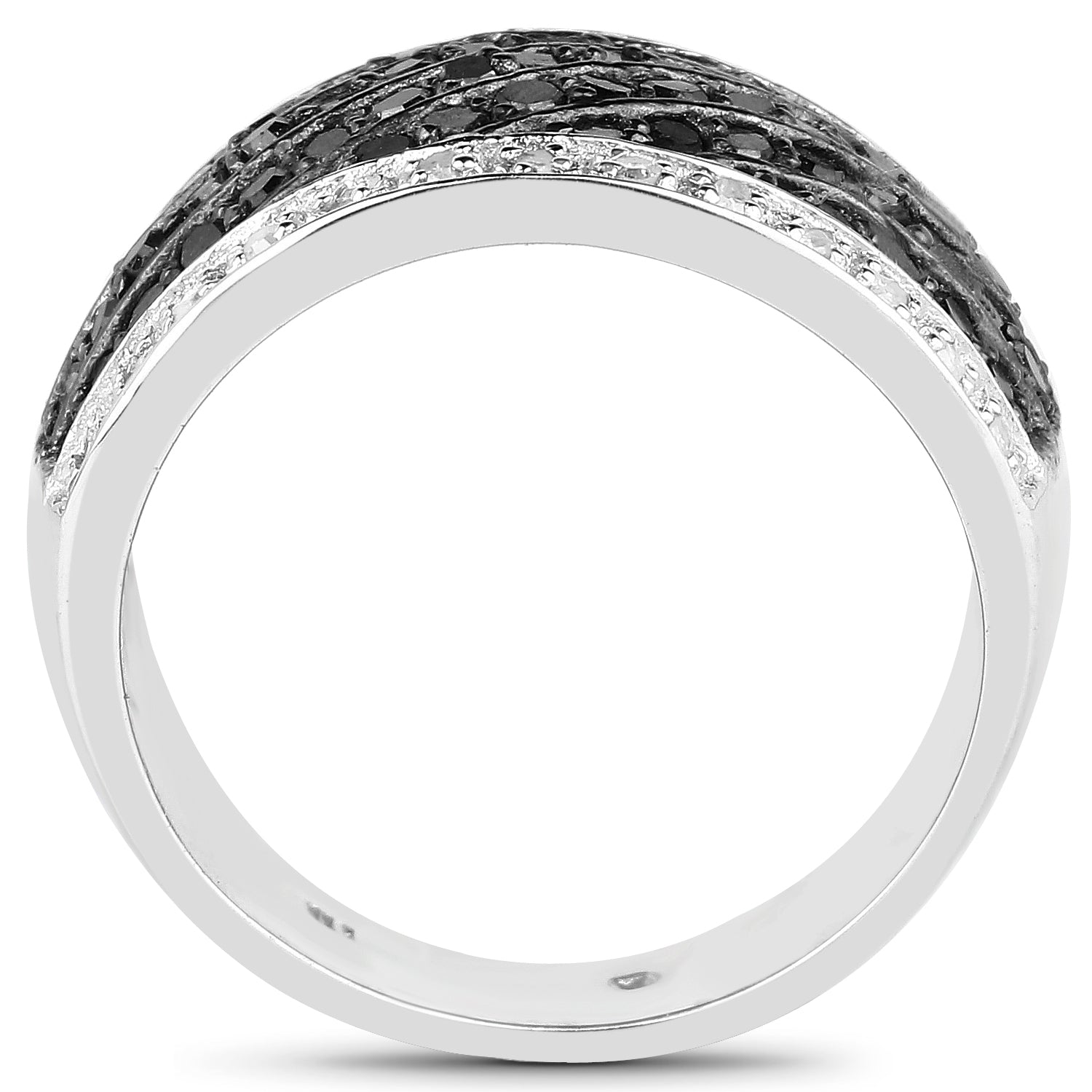 0.79 Carat Genuine Black Diamond and White Diamond .925 Sterling Silver Ring on sale at MyriadMart