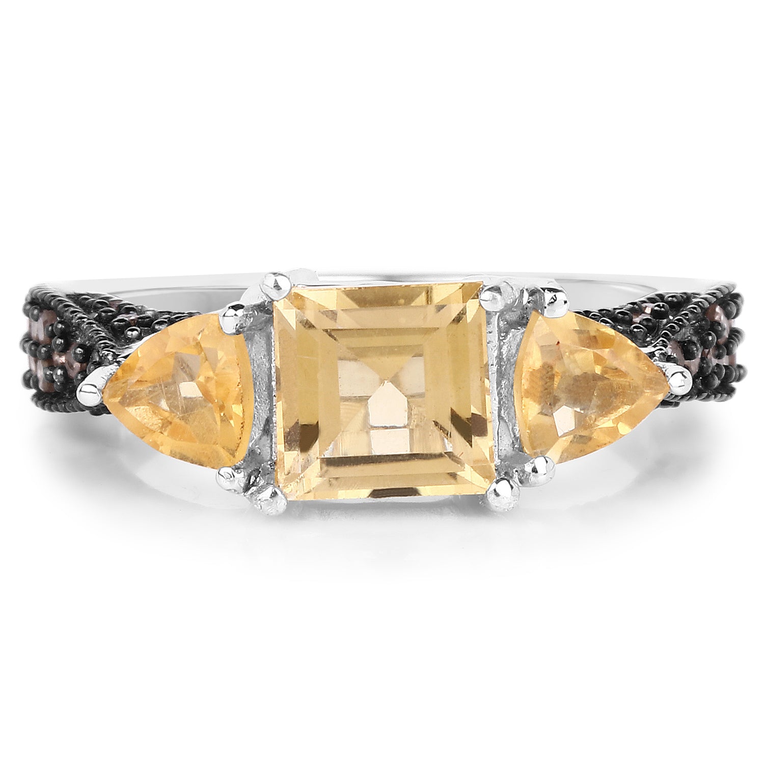 2.71 Carat Genuine Citrine and Champagne Diamond .925 Sterling Silver Ring on sale at MyriadMart