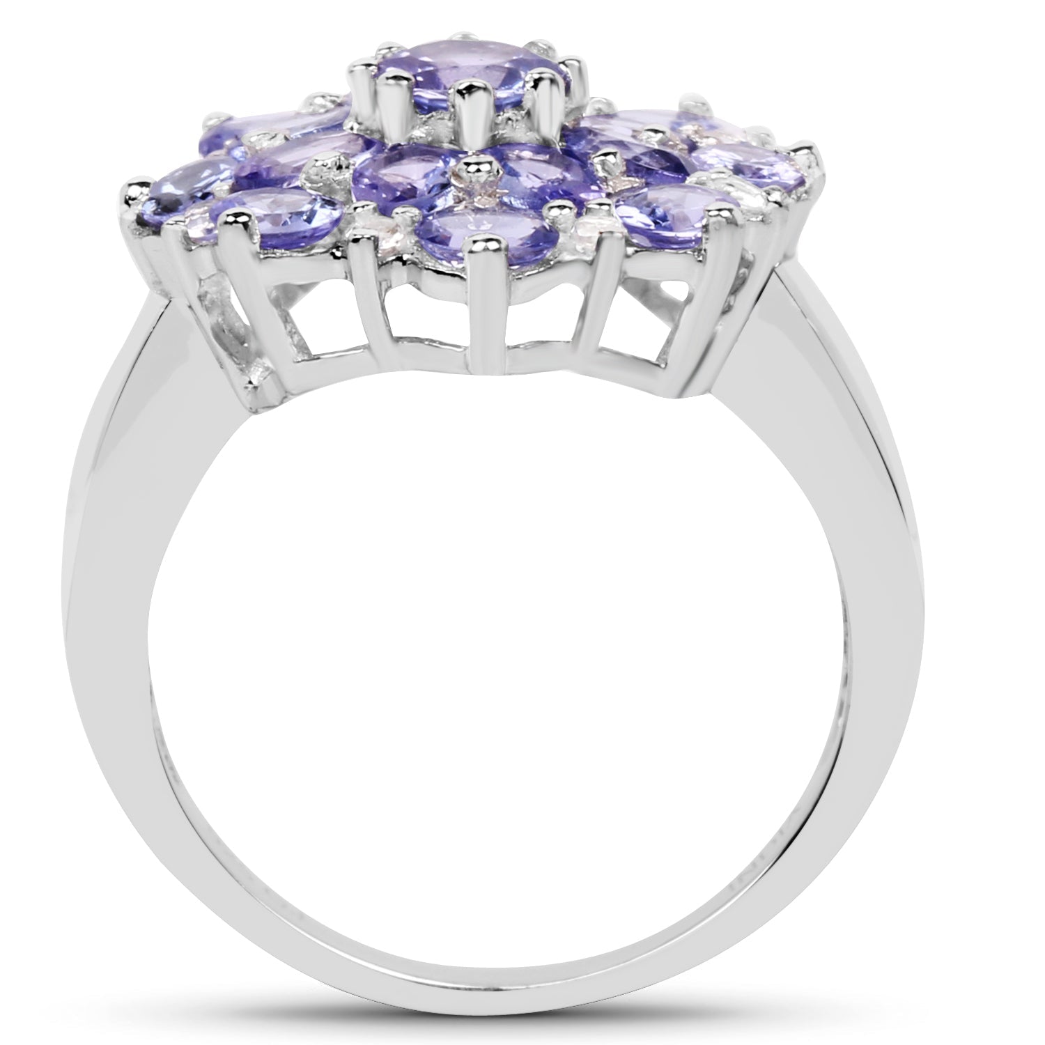 3.37 Carat Genuine Tanzanite and White Topaz .925 Sterling Silver Ring on sale at MyriadMart