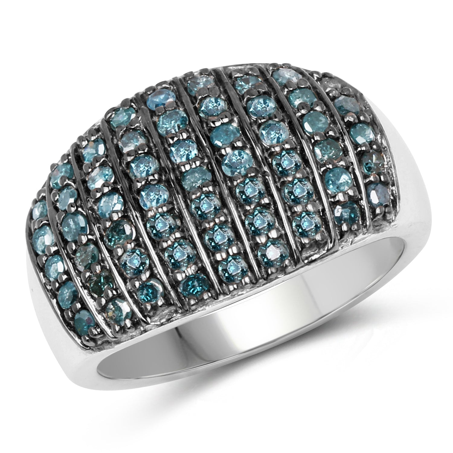 0.83 Carat Genuine Blue Diamond and White Diamond .925 Sterling Silver Ring on sale at MyriadMart