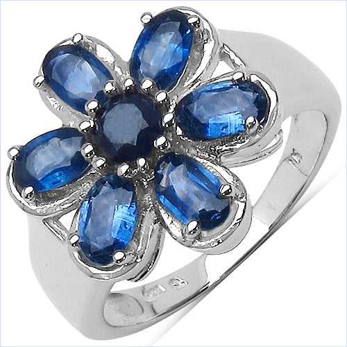 2.43 Carat Genuine Blue Sapphire .925 Sterling Silver Ring on sale at MyriadMart