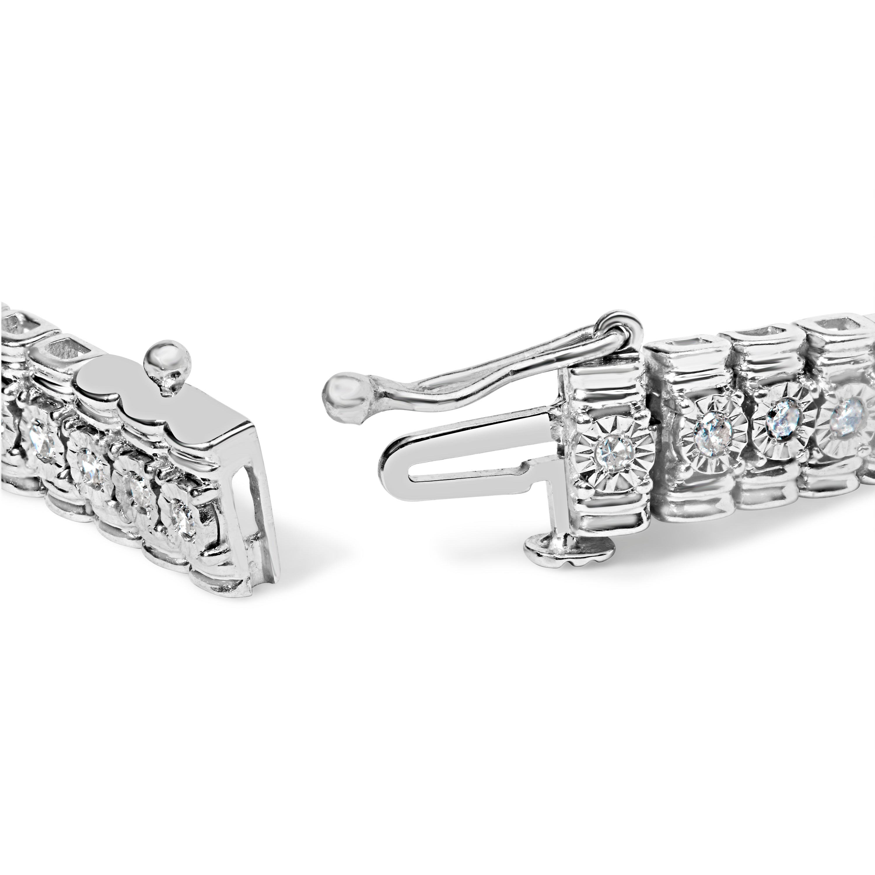 .925 Sterling Silver 1.0 Cttw Diamond Collar Line Link Bracelet I-J Color, I1-I2 Clarity - Size 7.25" Inches on sale at MyriadMart