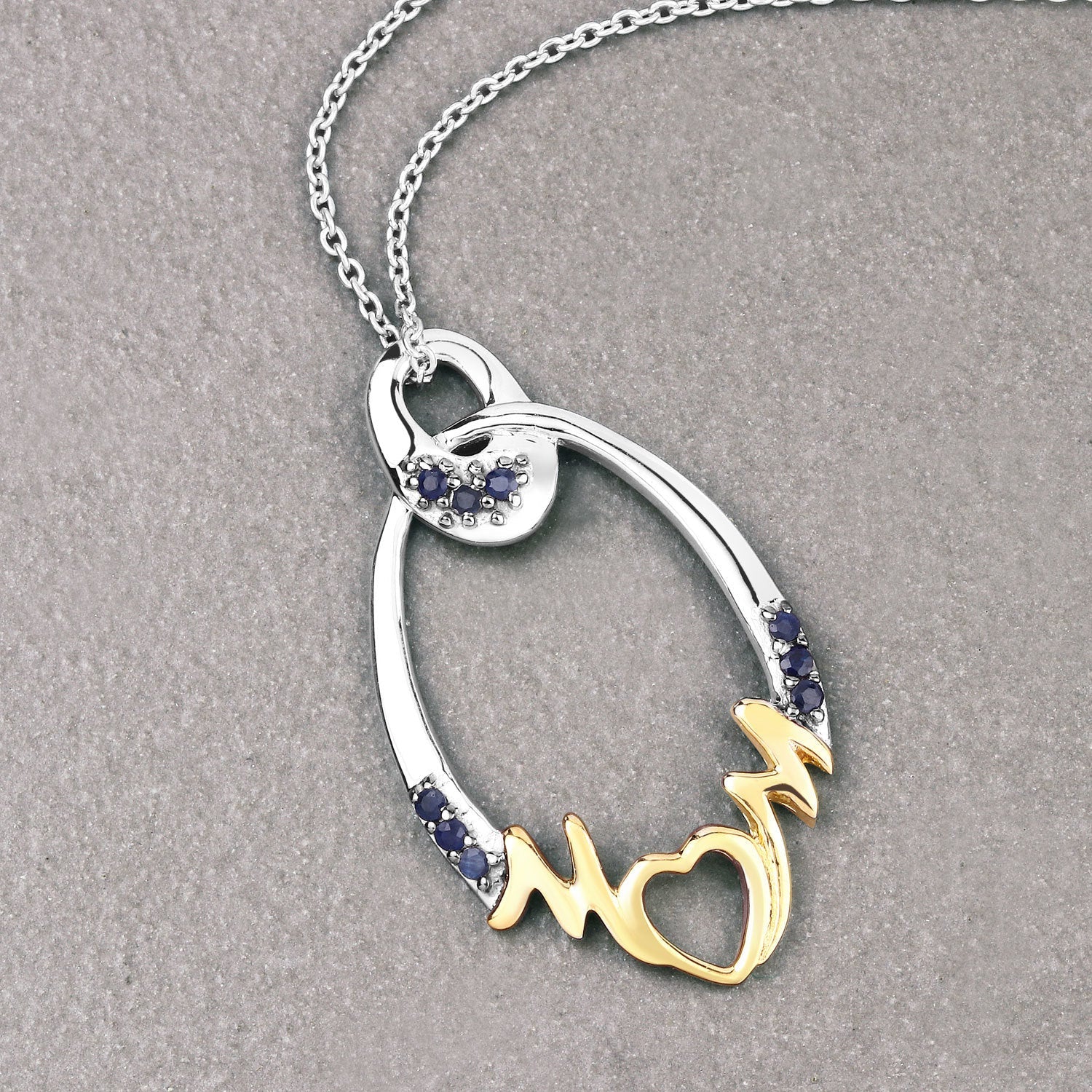 0.18 Carat Genuine Blue Sapphire .925 Sterling Silver Pendant on sale at MyriadMart
