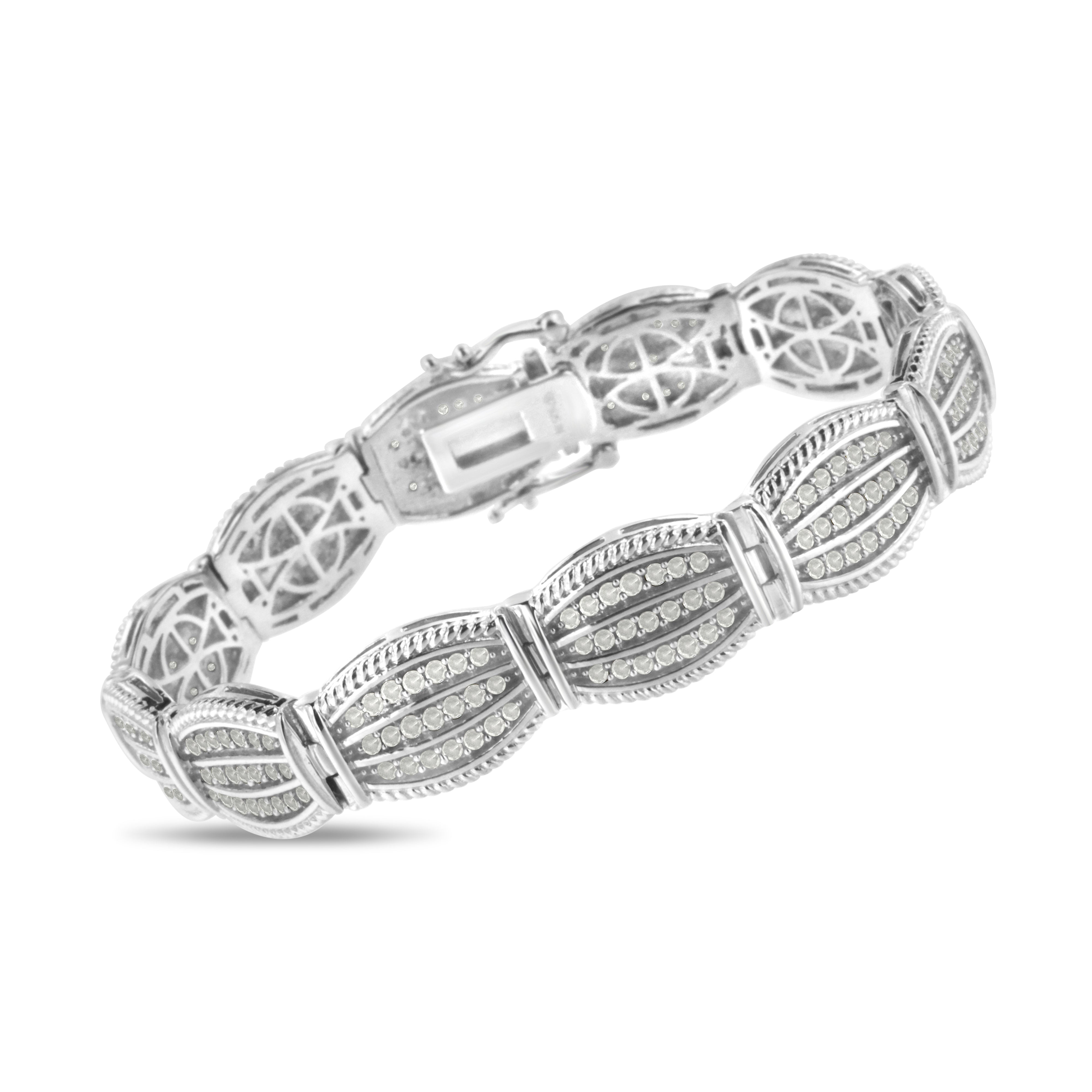 .925 Sterling Silver 3.0 Cttw Prong Set Diamond Art Deco Style Tennis Bracelet I-J Color, I2-I3 Clarity - 7.25" on sale at MyriadMart
