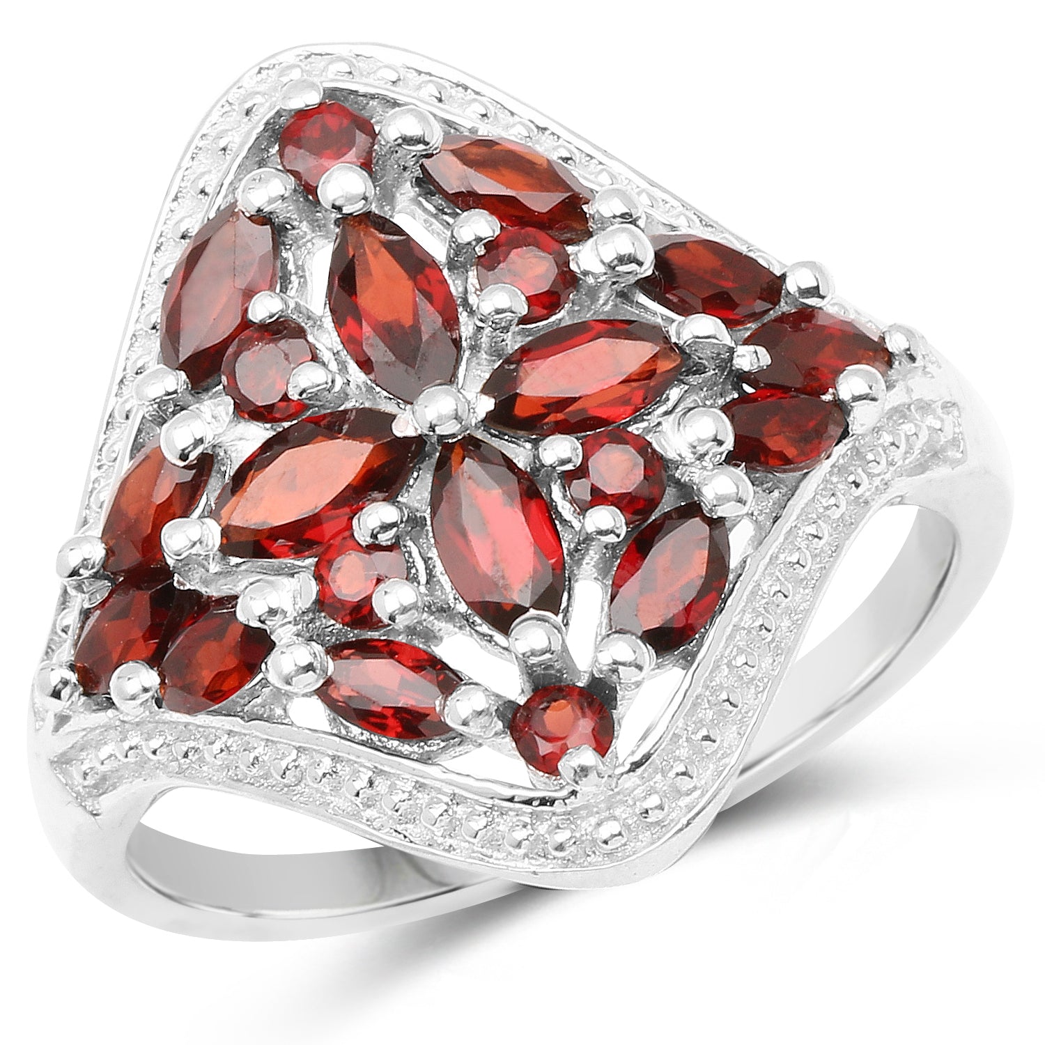 2.24 Carat Genuine Garnet .925 Sterling Silver Ring on sale at MyriadMart