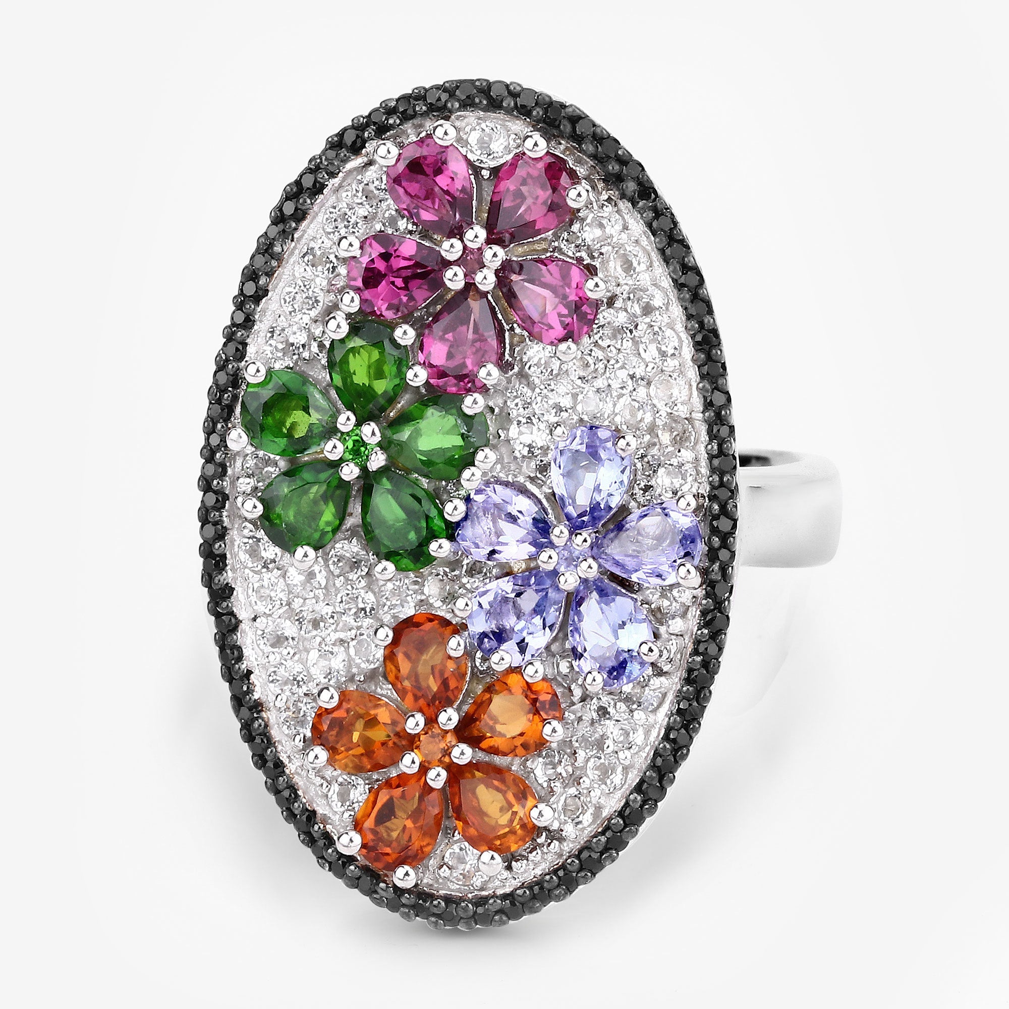 5.01 Carat Genuine Multi Stones .925 Sterling Silver Ring on sale at MyriadMart