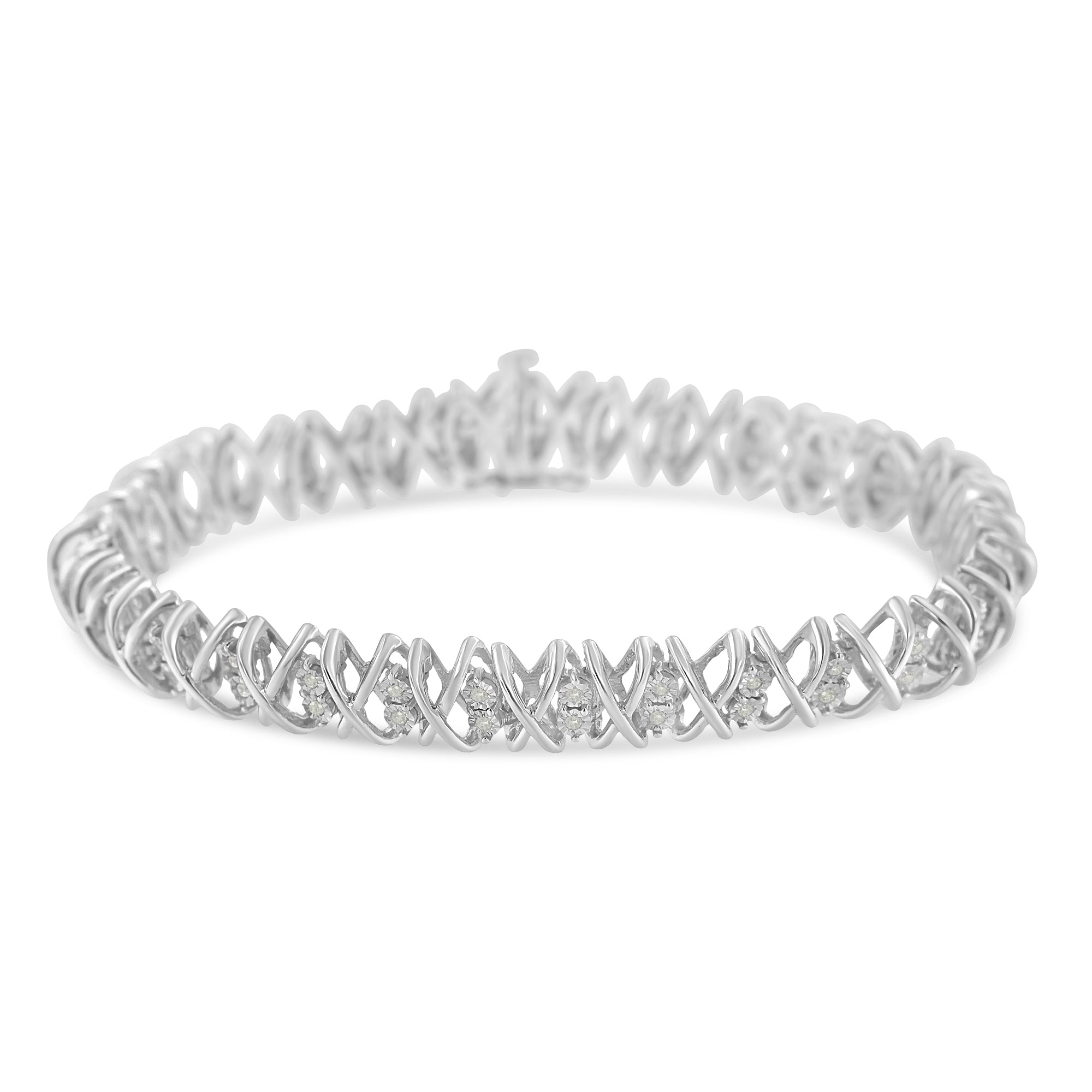 Sterling Silver rose-cut Diamond X-Link Bracelet 1 cttw, I-J Color, I2-I3 Clarity on sale at MyriadMart