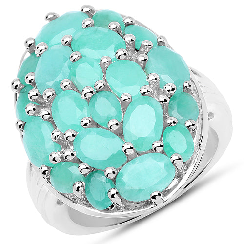 5.48 Carat Genuine Emerald .925 Sterling Silver Ring on sale at MyriadMart