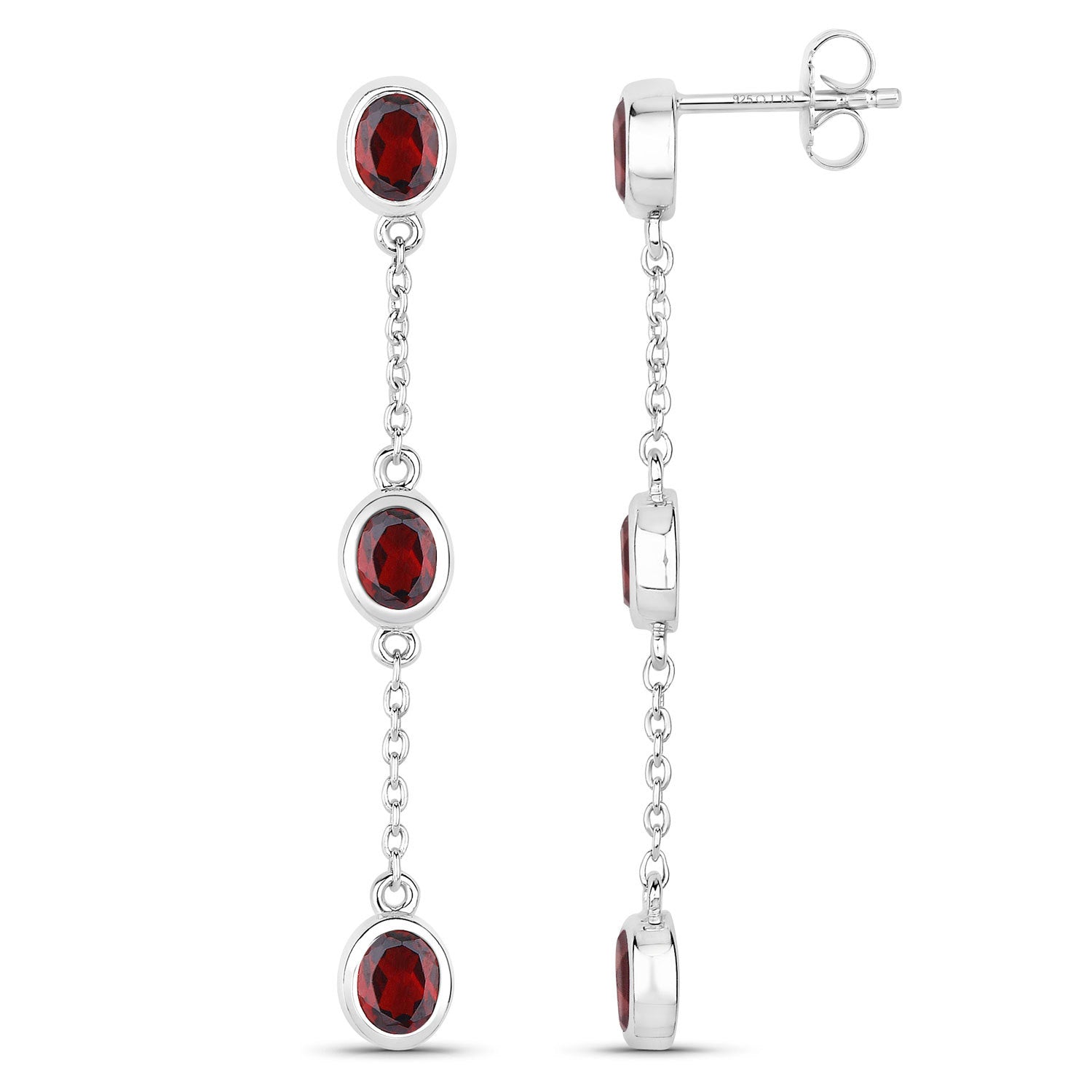 2.70 Carat Genuine Garnet .925 Sterling Silver Earrings on sale at MyriadMart