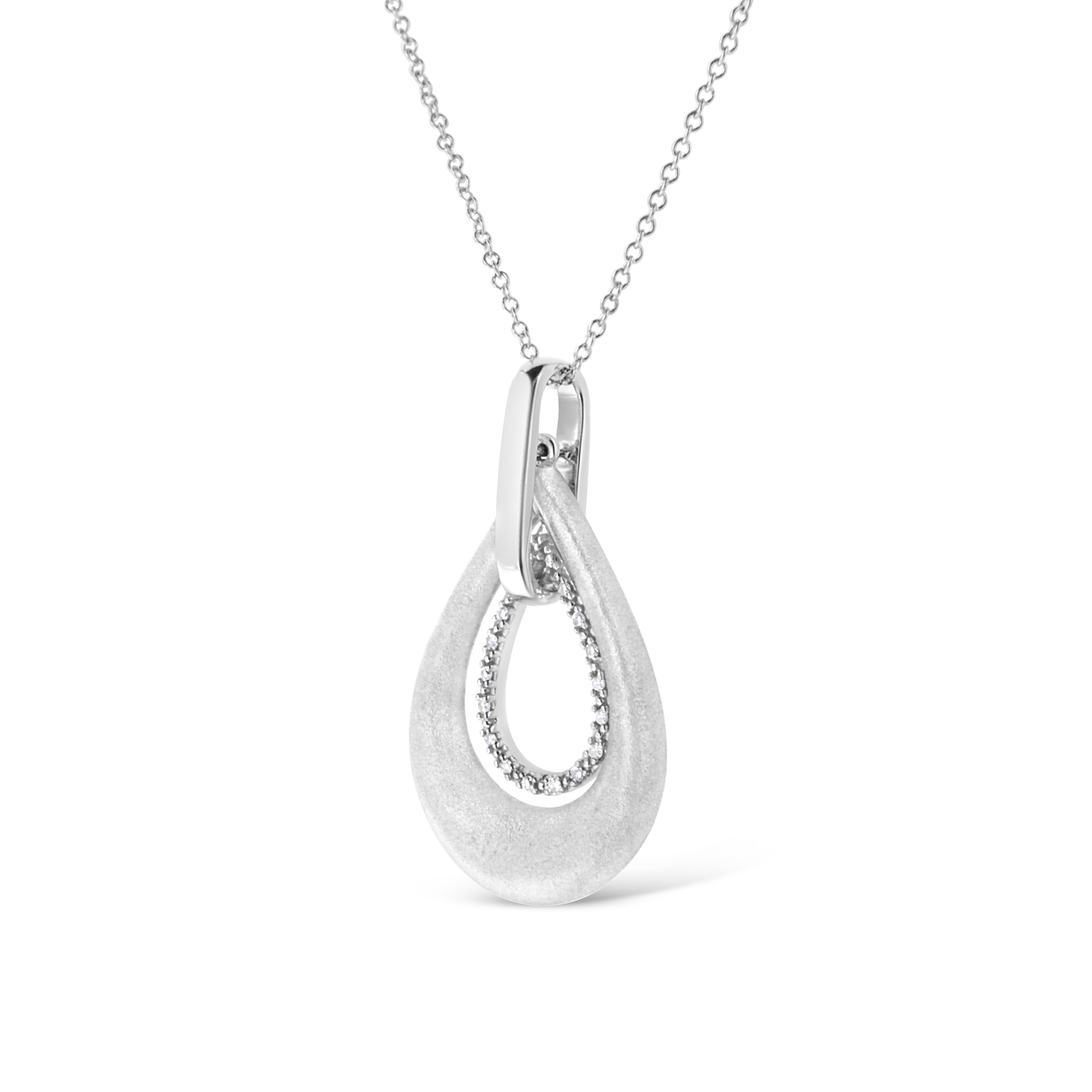 .925 Sterling Silver Prong-Set Diamond Accent Fashion Double Drop Design 18" Pendant Necklace I-J Color, I1-I2 Clarity on sale at MyriadMart