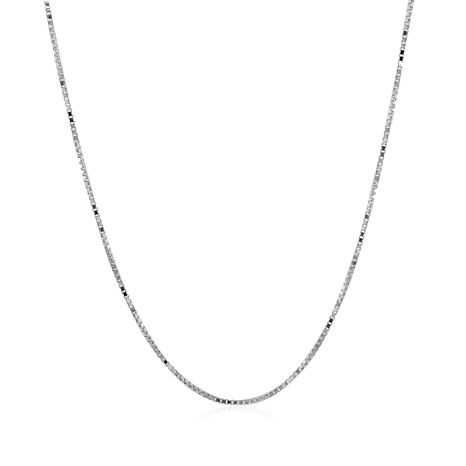 14k White Gold Classic Box Chain 0.7mm on sale at MyriadMart
