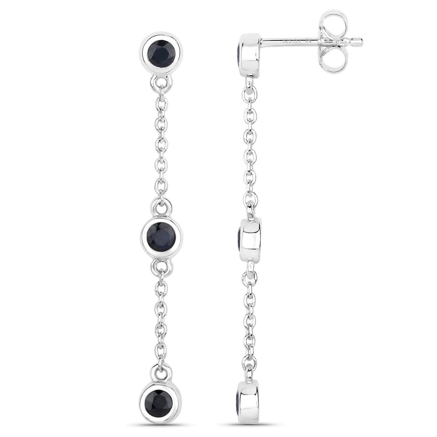 0.66 Carat Genuine Blue Sapphire .925 Sterling Silver Earrings on sale at MyriadMart