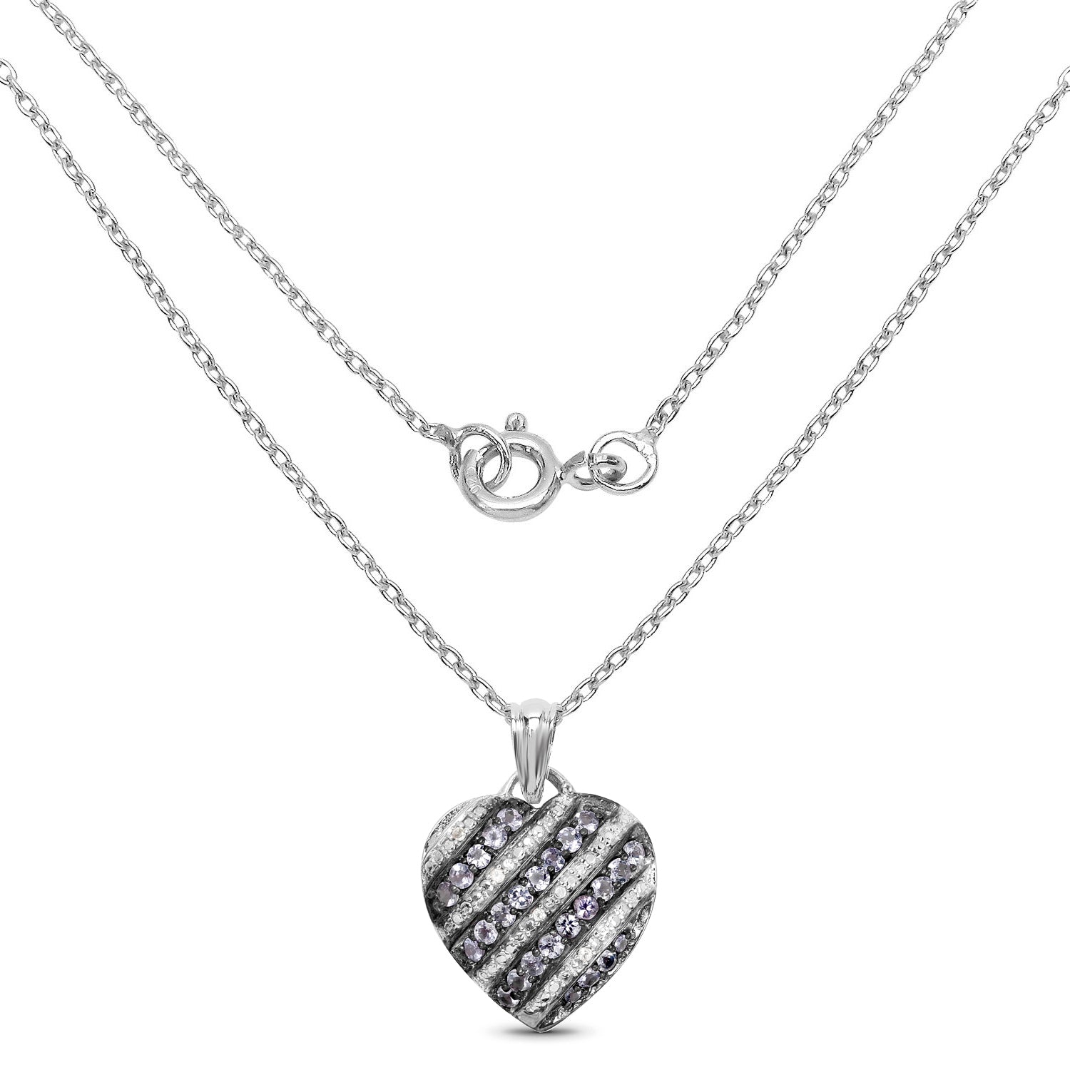 1.30 Carat Genuine Tanzanite and White Topaz .925 Sterling Silver Pendant on sale at MyriadMart