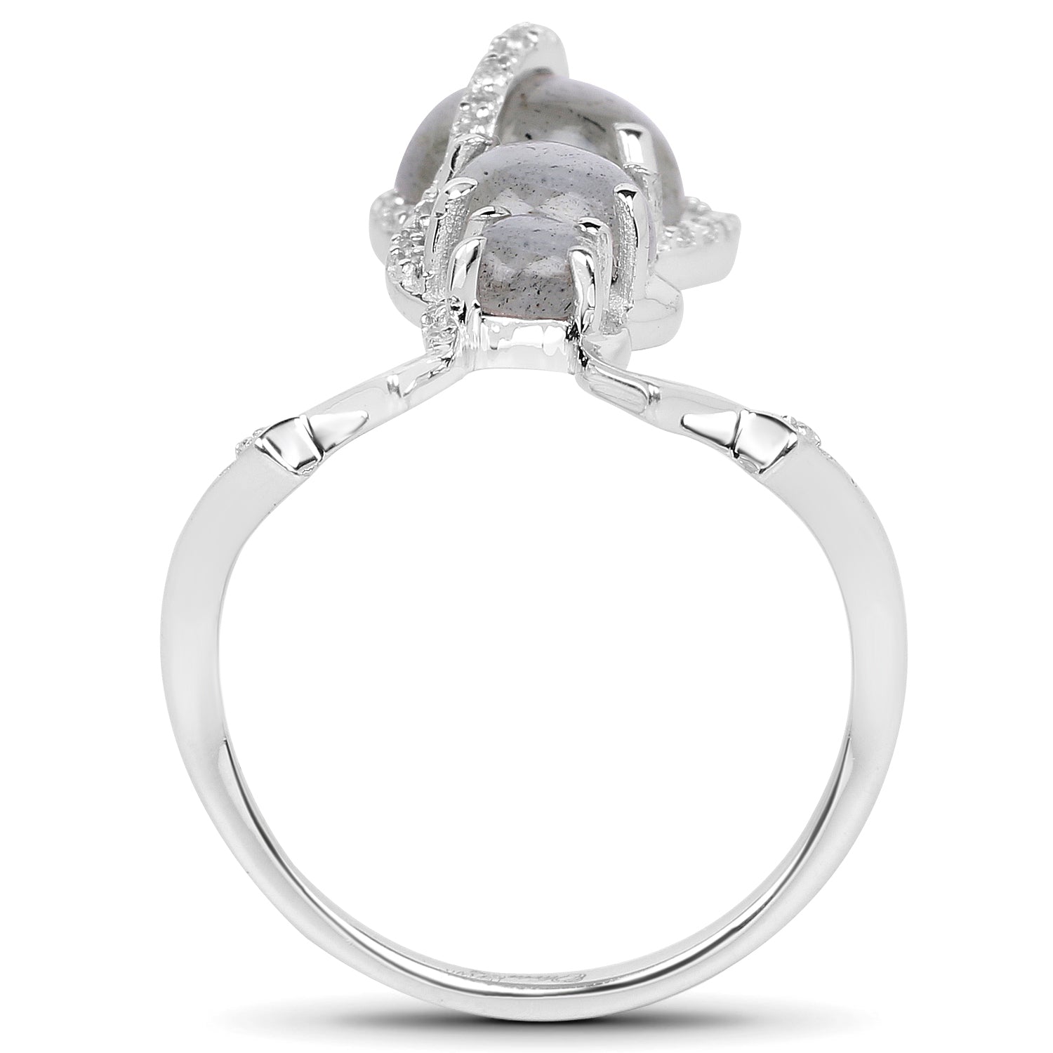 2.79 Carat Genuine Labradorite And White Topaz .925 Sterling Silver Ring on sale at MyriadMart