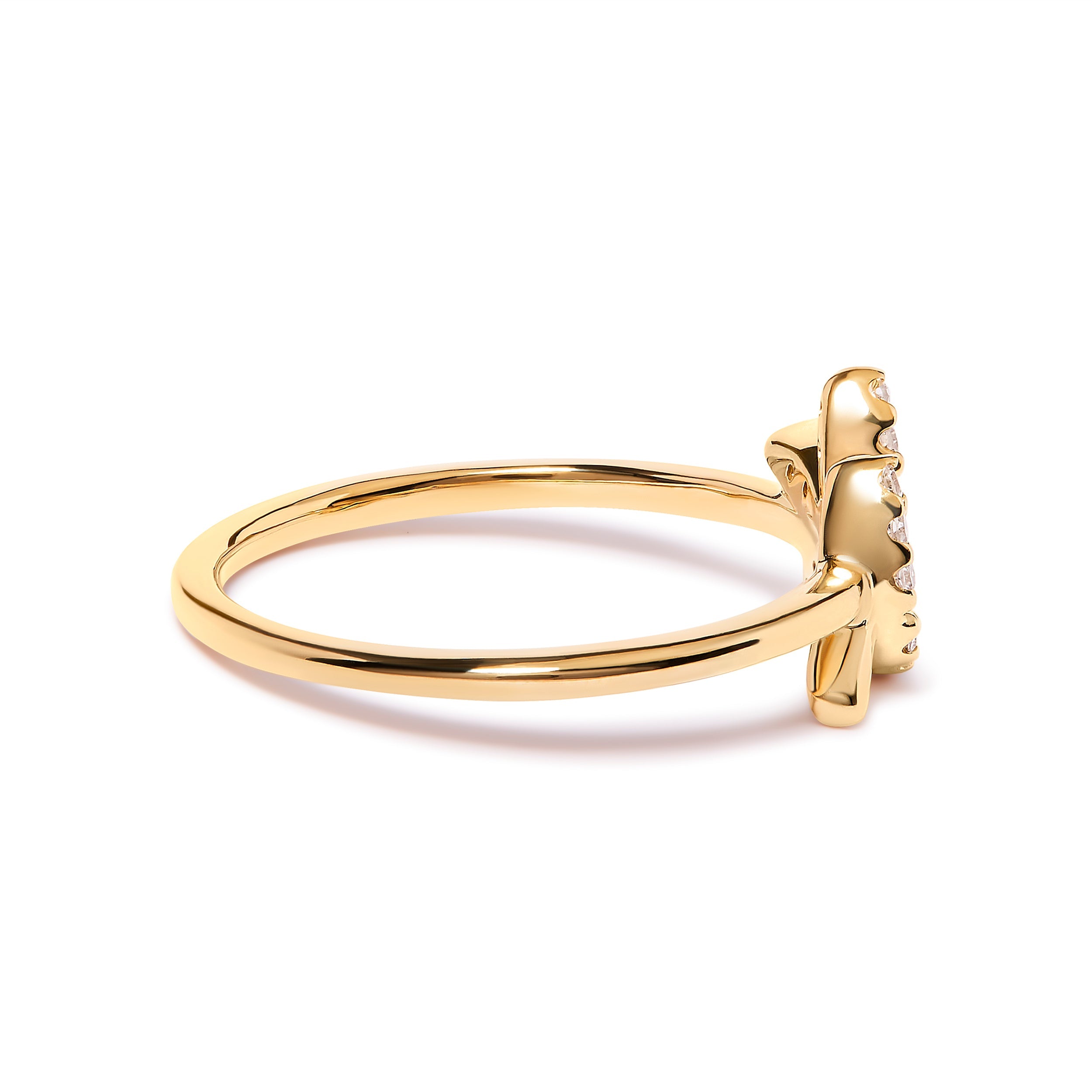 10K Yellow Gold 1/10 Cttw Diamond Leaf and Branch Ring H-I Color, I1-I2 Clarity - Ring Size 7 on sale at MyriadMart