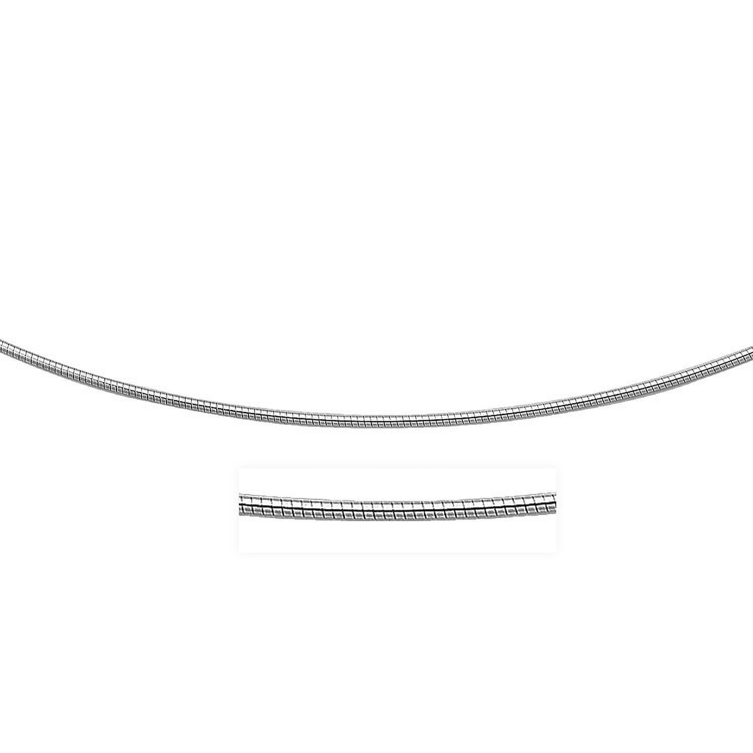 Sterling Silver Round Omega Style Chain Necklace with Rhodium Plating 1.55mm on sale at MyriadMart