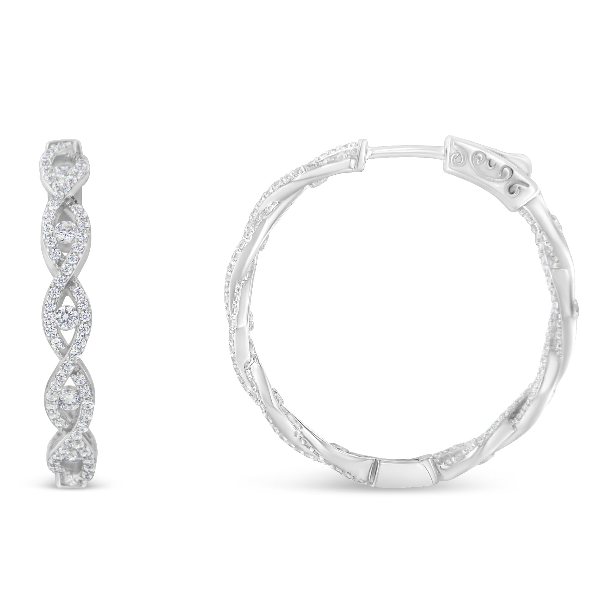 10K White Gold Diamond Hoop Earrings 1 1/2 cttw, H-I Color, I1-I2 Clarity on sale at MyriadMart