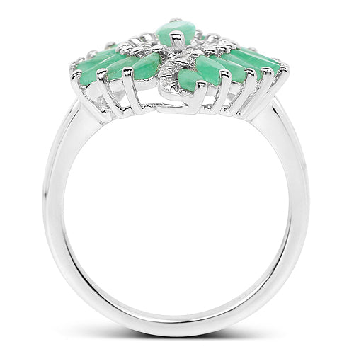 1.63 Carat Genuine Emerald and White Zircon .925 Sterling Silver Ring on sale at MyriadMart